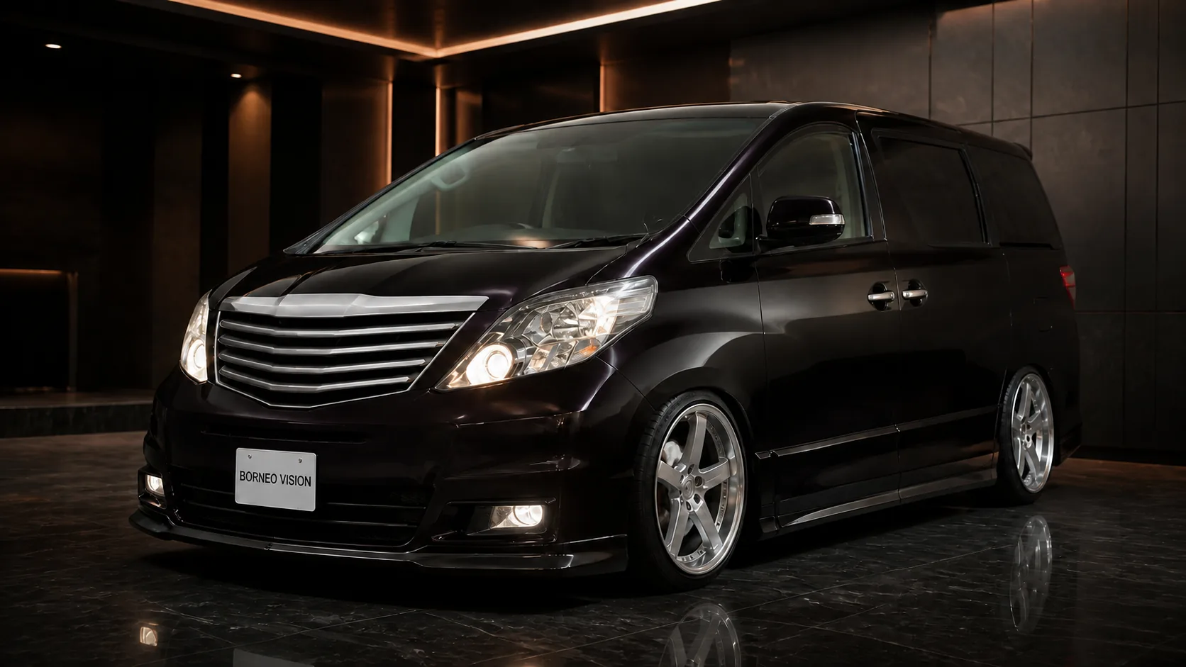 Midnight Amethyst Toyota Alphard 20 early Grand Type I full-bumper AI concept visual