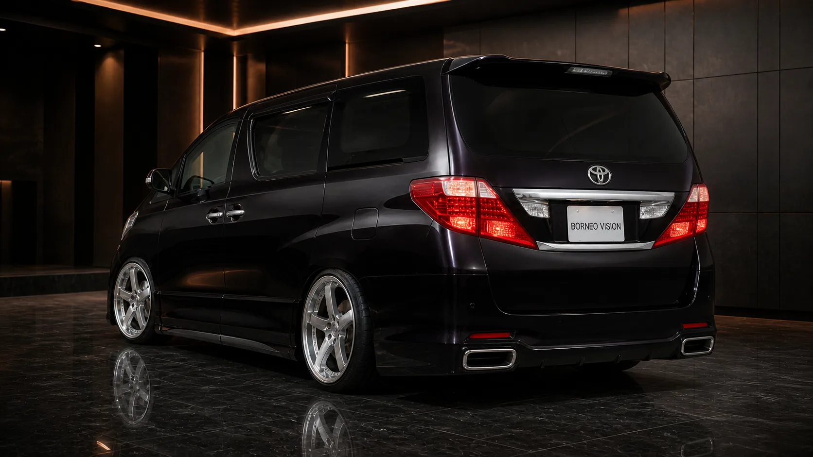 Midnight Amethyst Toyota Alphard 20 early mature Type I capped-finisher AI concept visual
