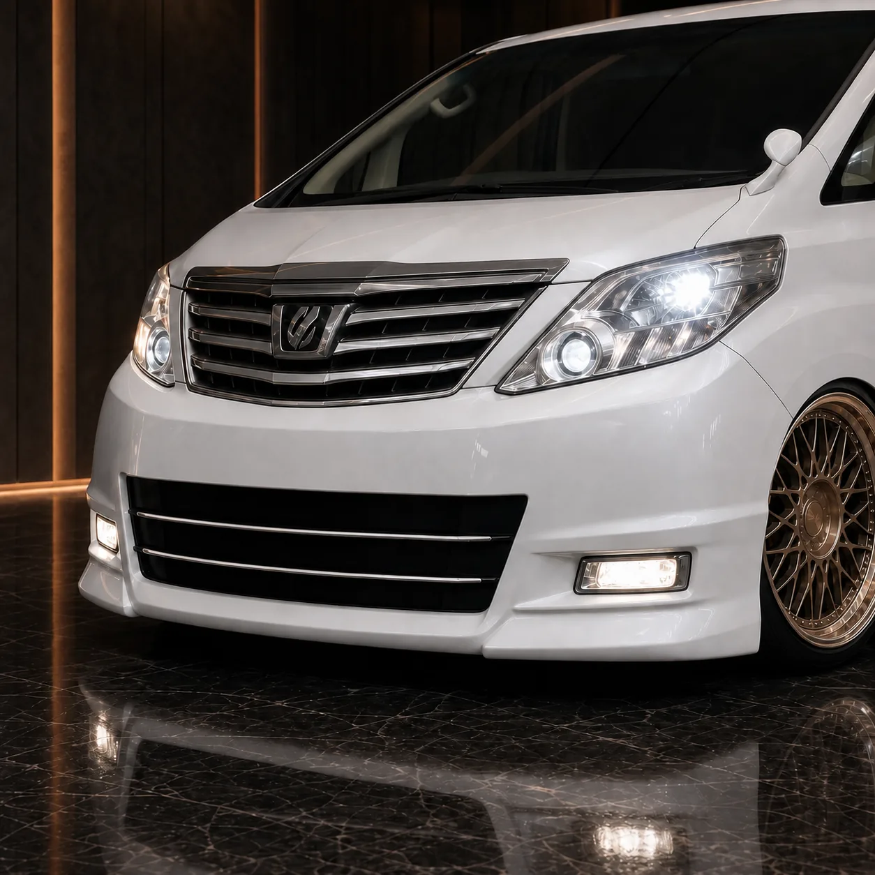 Toyota Alphard 20 late twin-louver lower intake and rectangular fog AI concept detail