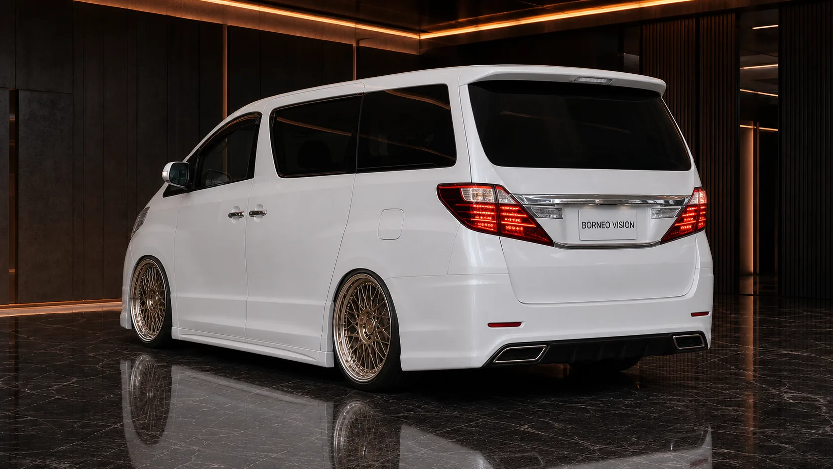 Pearl White Toyota Alphard 20 late capped-finisher rear bumper AI concept visual