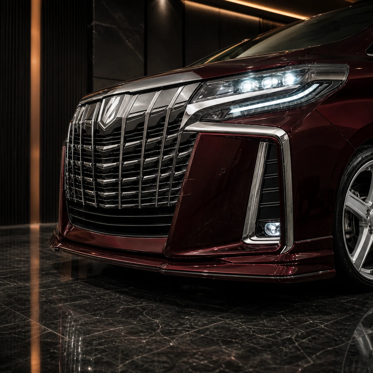 Toyota Alphard 30 facelift deep front-spoiler AI concept detail