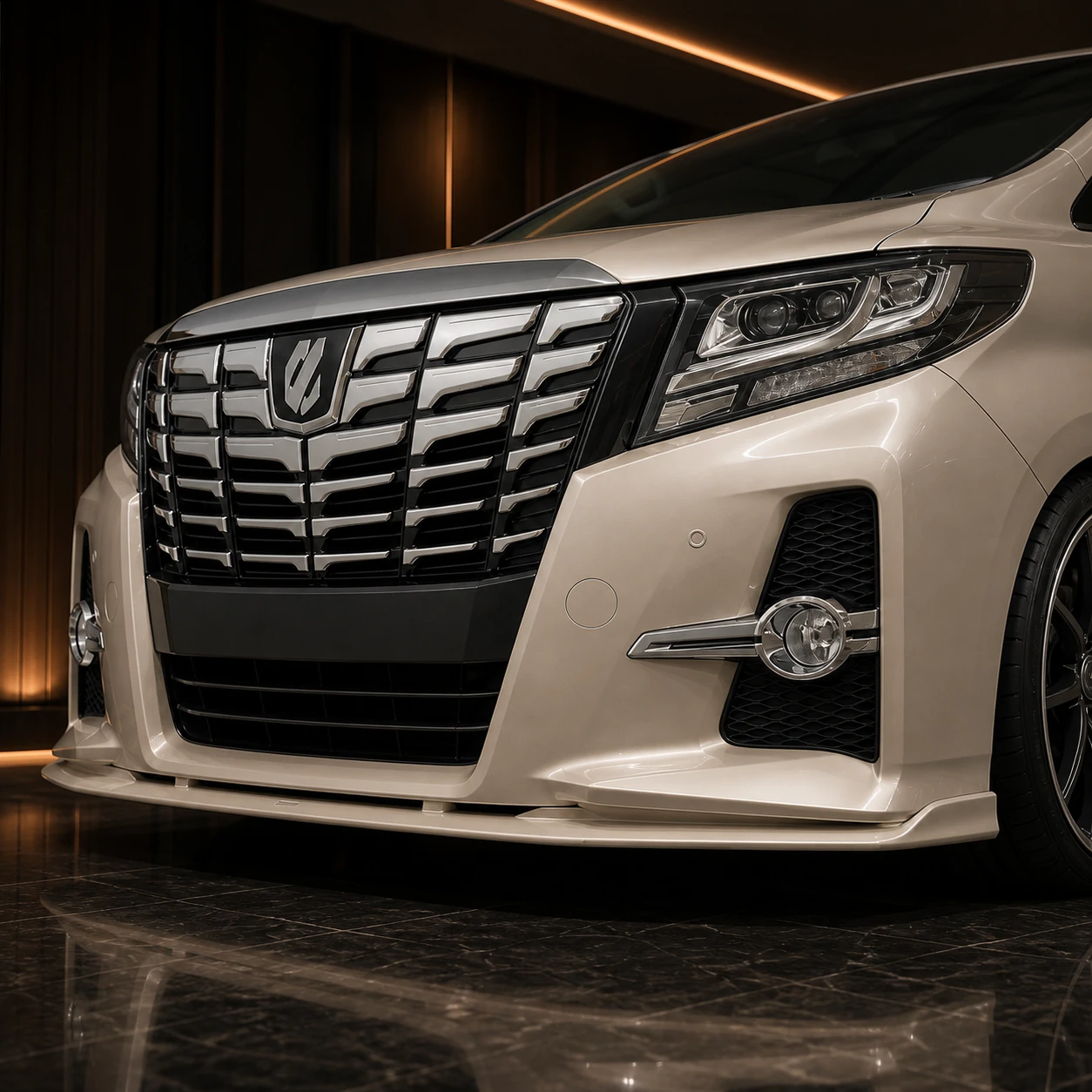 Toyota Alphard 30 pre-facelift layered front-under AI concept detail