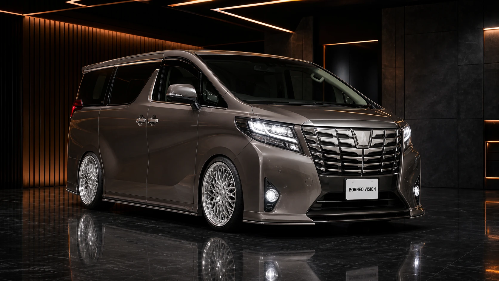 Muted Bronze-Grey Toyota Alphard 30 pre-facelift Pure VIP aero AI concept visual