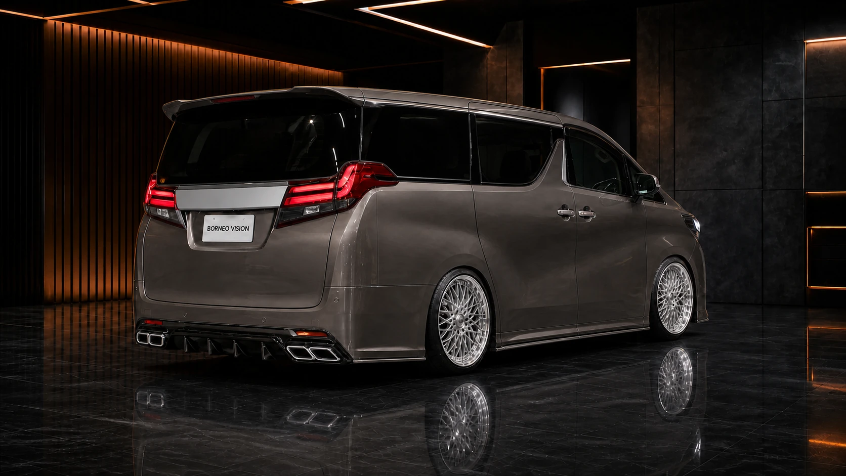 Muted Bronze-Grey Toyota Alphard 30 pre-facelift European-sport diffuser AI concept visual
