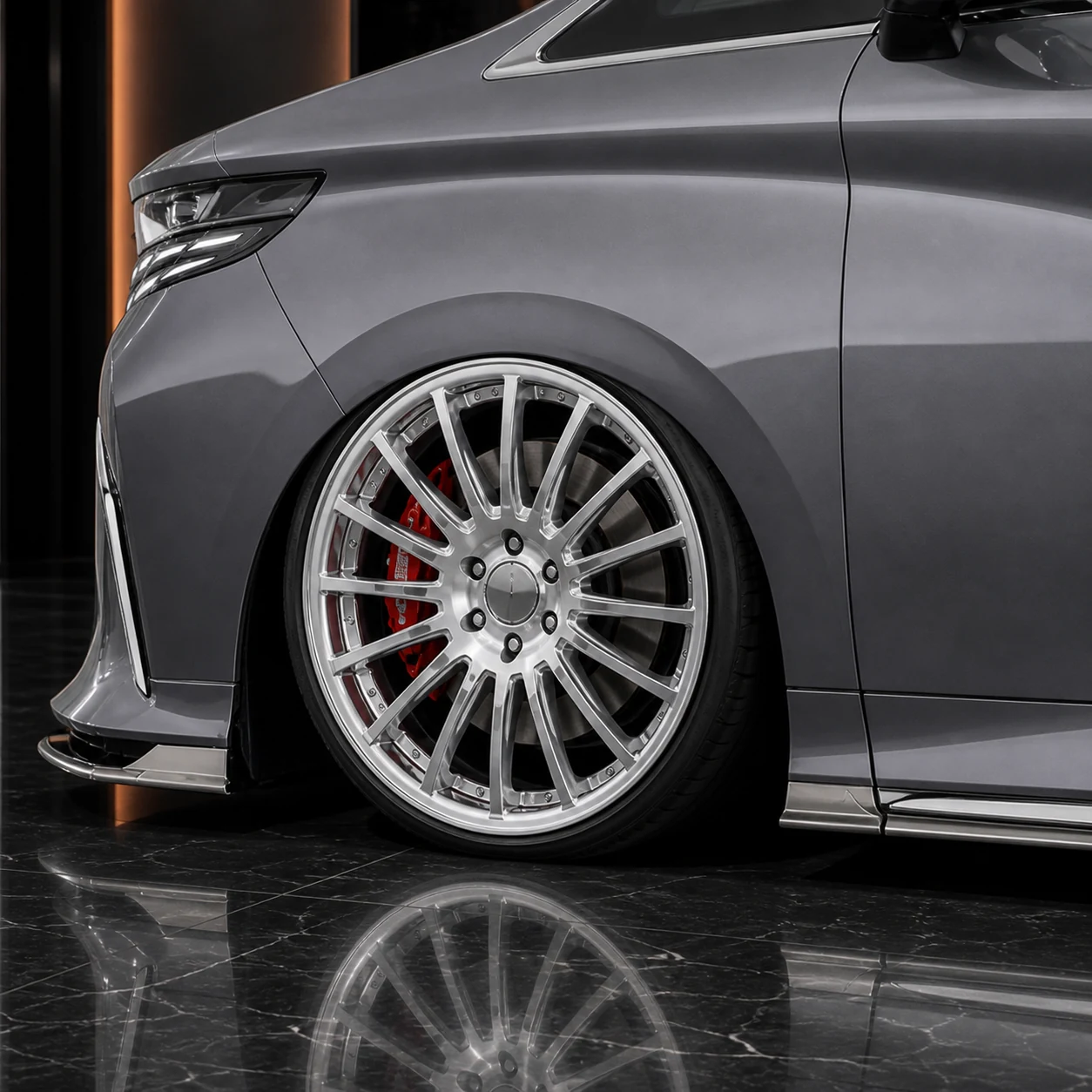 Toyota Alphard 40 Executive Aero Type II wheel arch and side spoiler AI concept detail