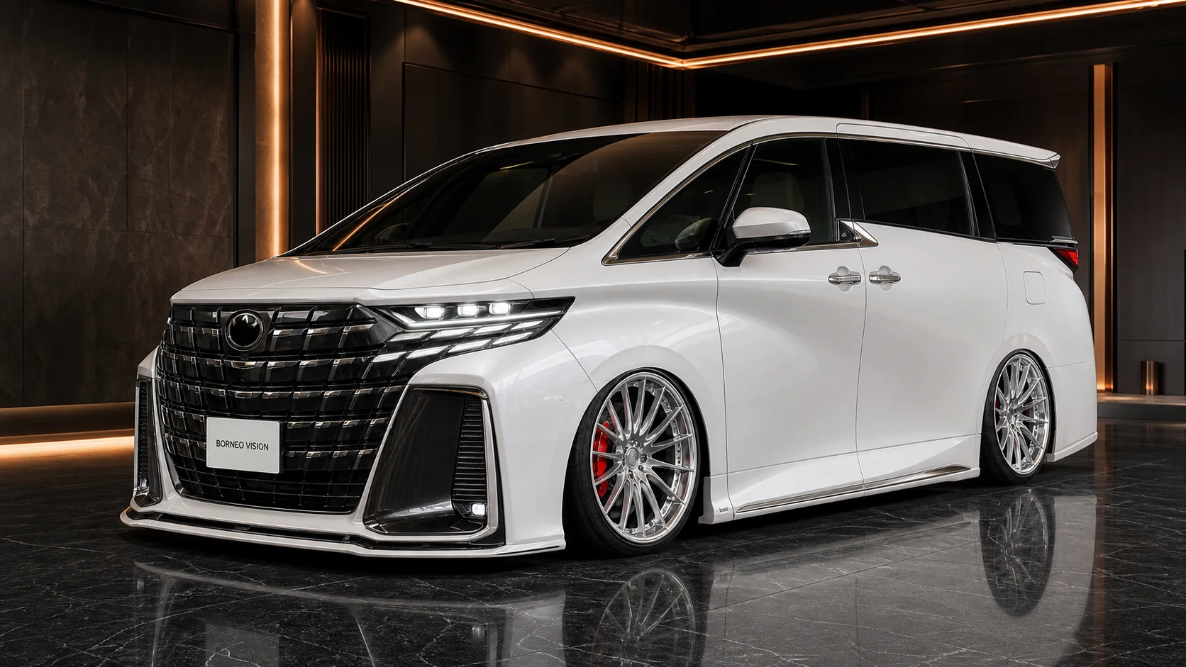 Toyota Alphard 40 Grand Executive Full Bumper front three-quarter AI concept visual