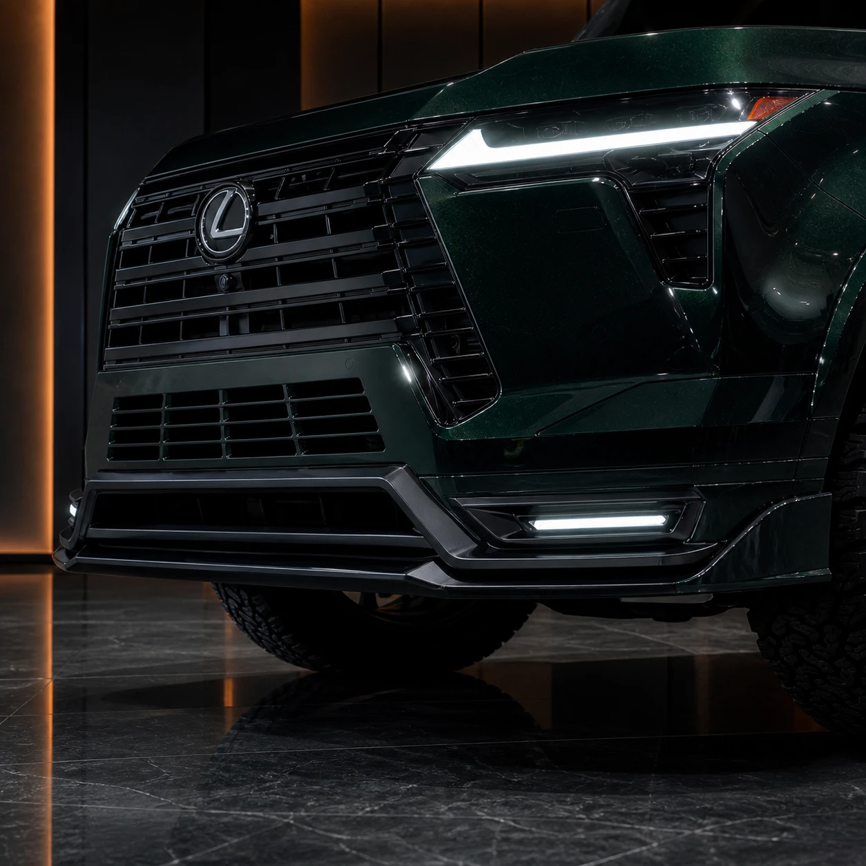 Lexus GX550 Version L 3-Piece Aero illuminated front spoiler AI concept detail