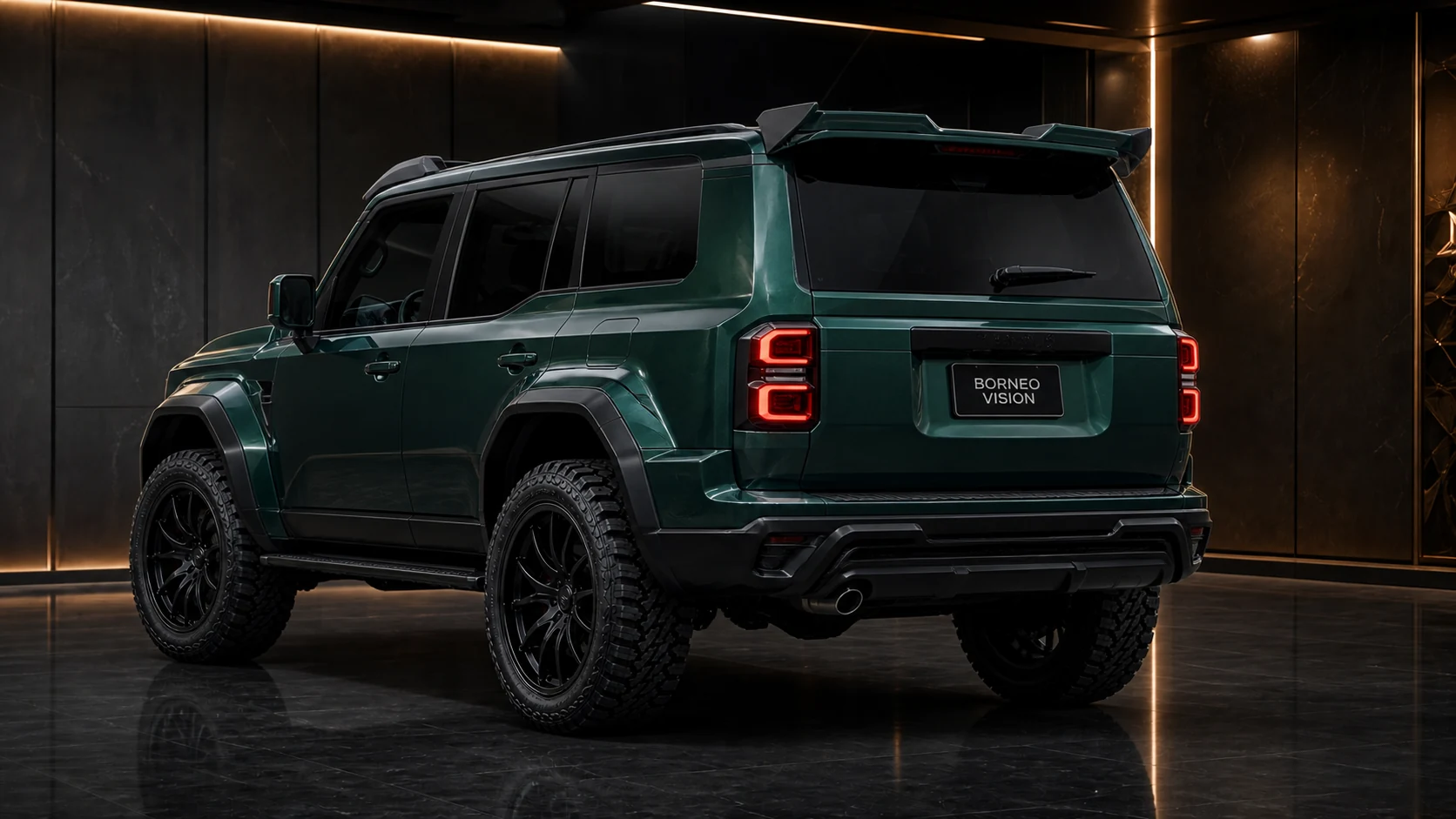 Toyota Land Cruiser 250 GTX 65mm Wide Complete rear three-quarter AI concept visual
