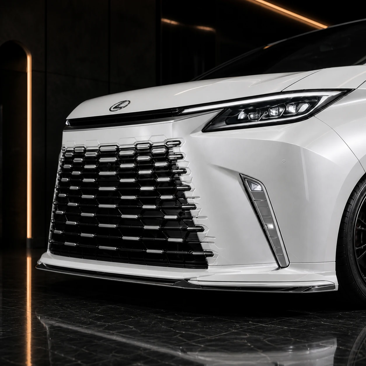 Lexus LM500h Executive 3-Piece Aero front spoiler AI concept detail