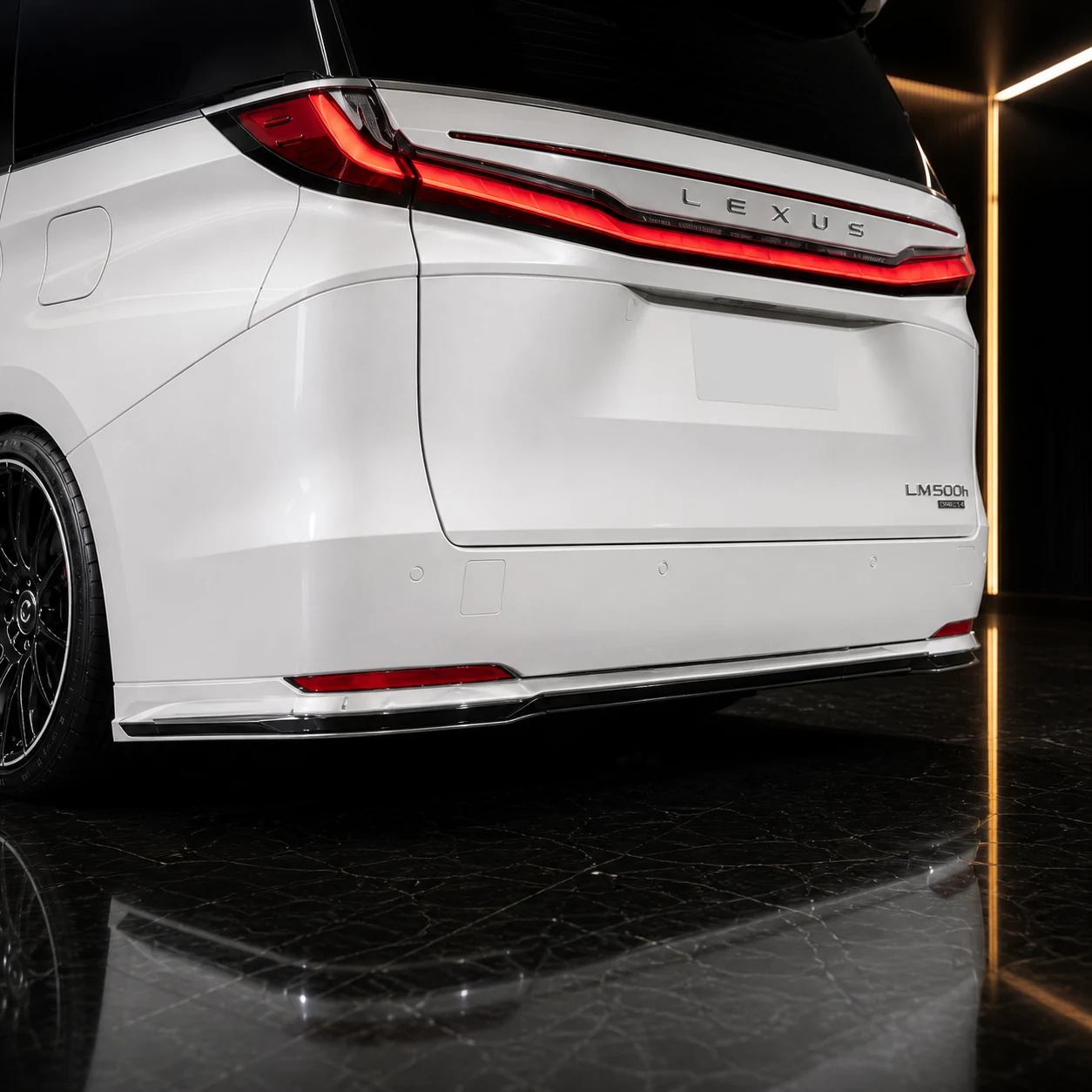 Lexus LM500h Executive 3-Piece Aero lower rear spoiler AI concept detail
