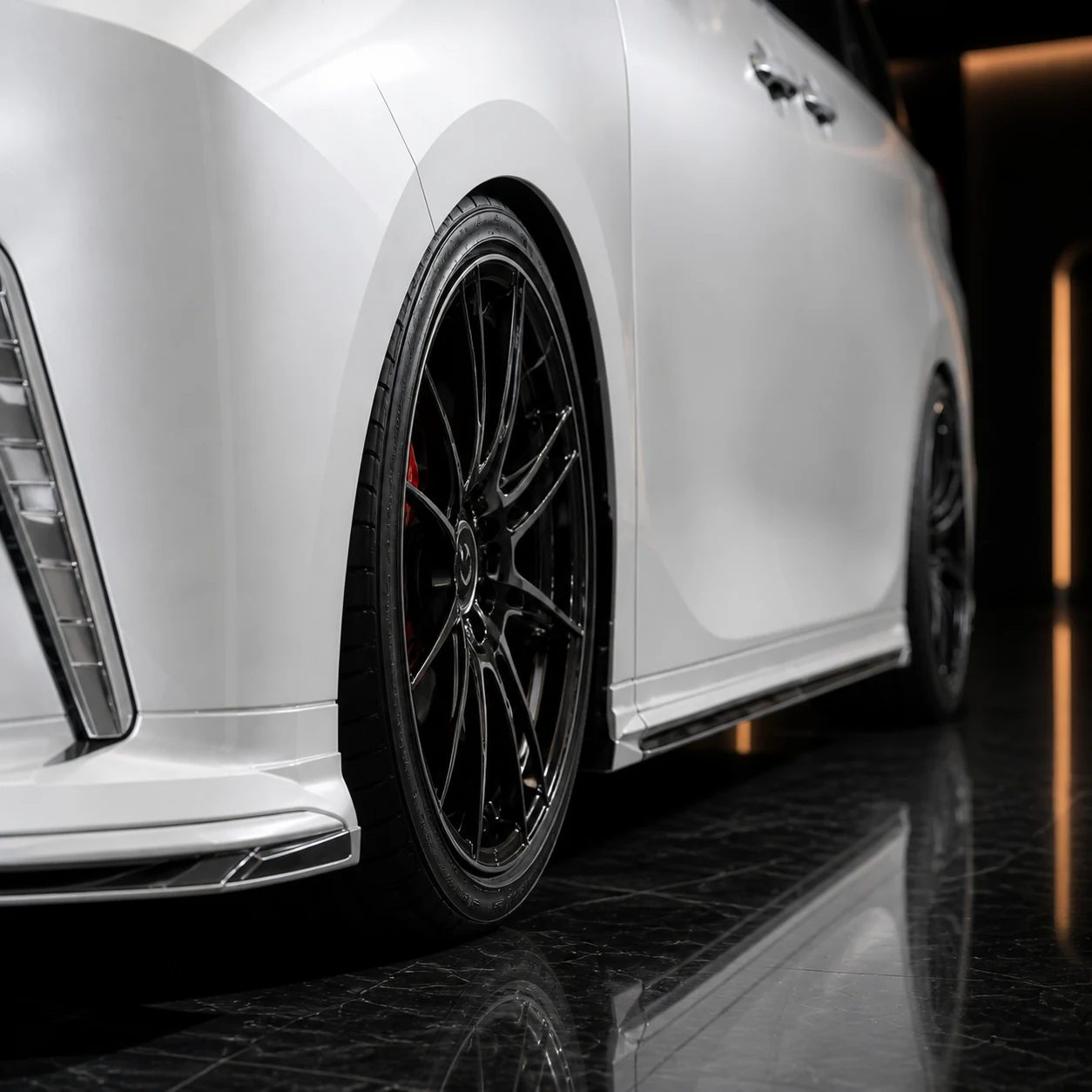 Lexus LM500h Executive 3-Piece Aero wheel arch and side spoiler AI concept detail