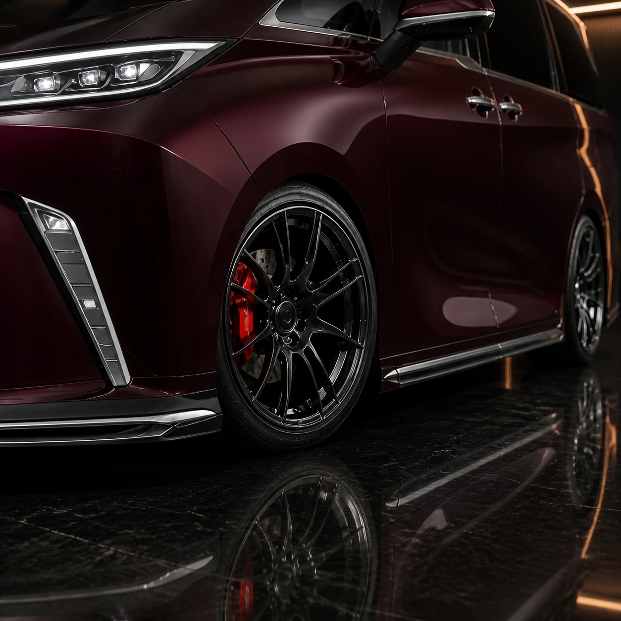 Lexus LM500h Executive 5-Piece Aero wheel arch and side spoiler AI concept detail