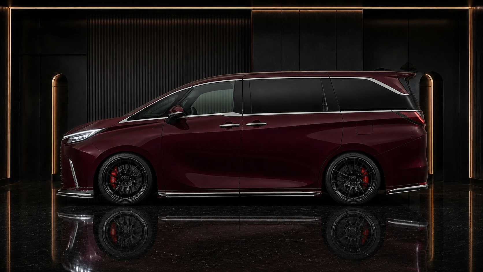 Lexus LM500h Executive 5-Piece Aero side profile AI concept visual