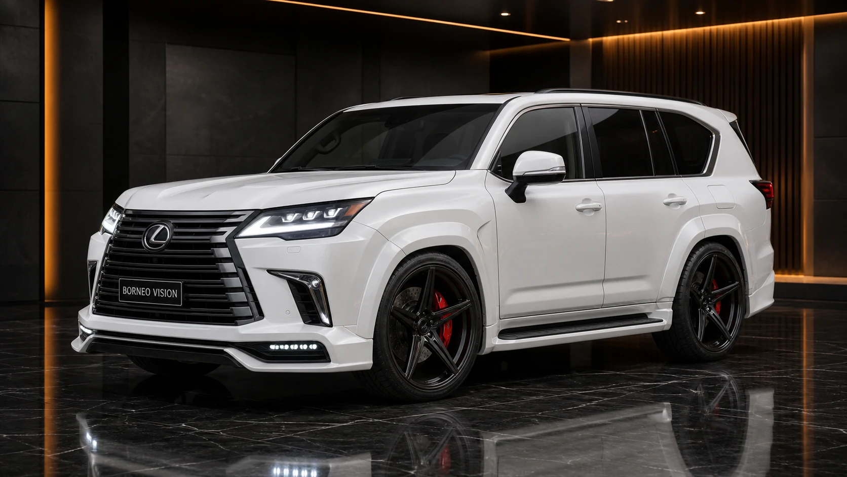 Lexus LX570 Wide Executive Type I front three-quarter AI concept visual