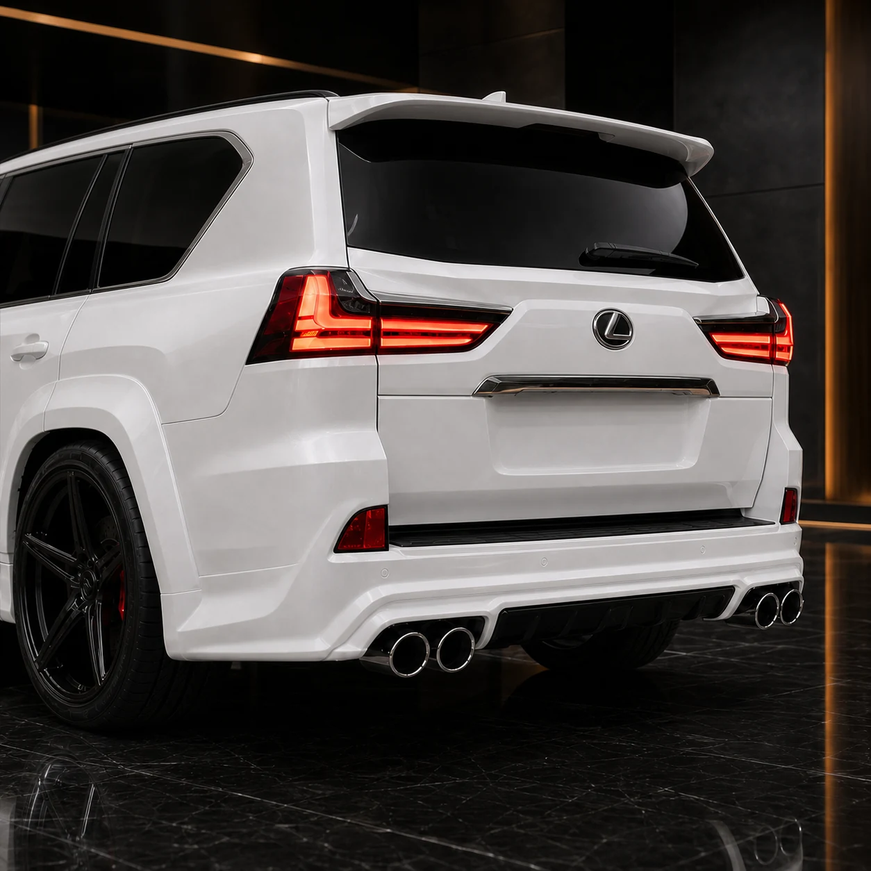 Lexus LX570 Wide Executive Type I rear half and quad outlets AI concept detail