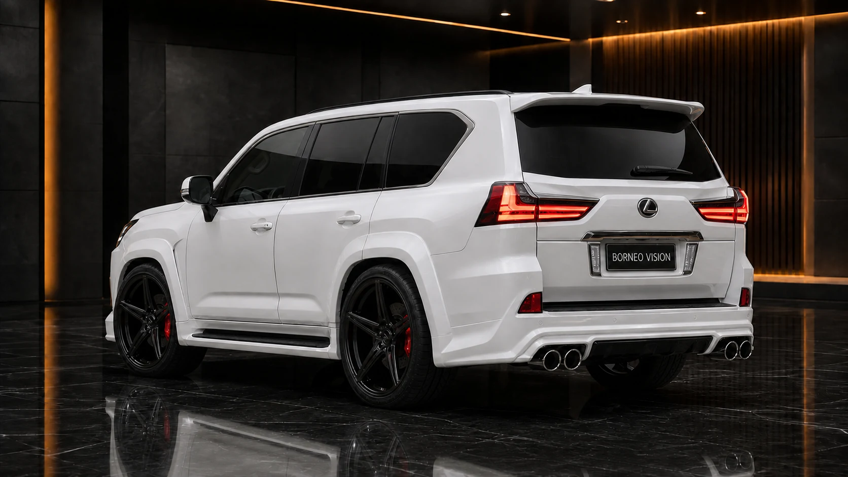 Lexus LX570 Wide Executive Type I rear three-quarter AI concept visual