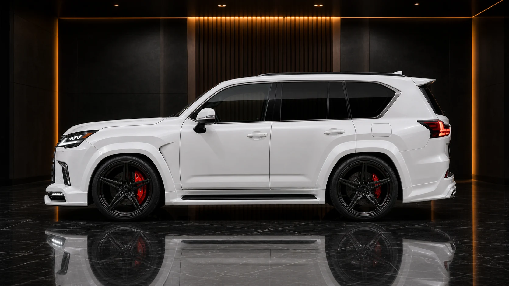 Lexus LX570 Wide Executive Type I side profile AI concept visual