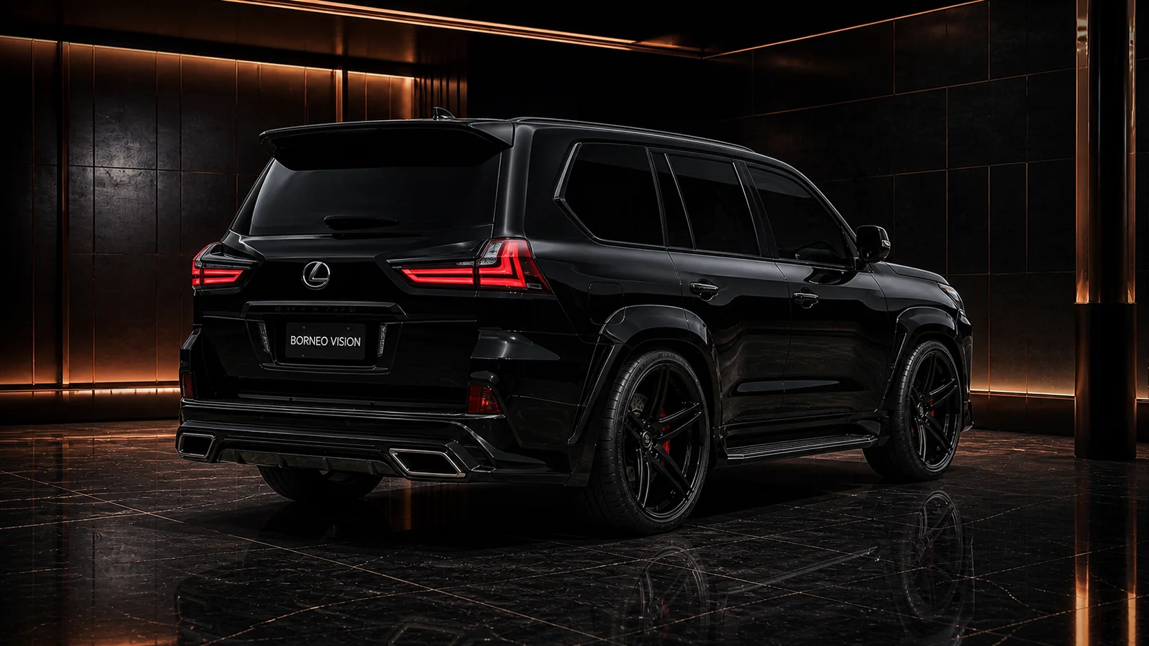 Lexus LX570 Wide Executive Type II rear three-quarter AI concept visual