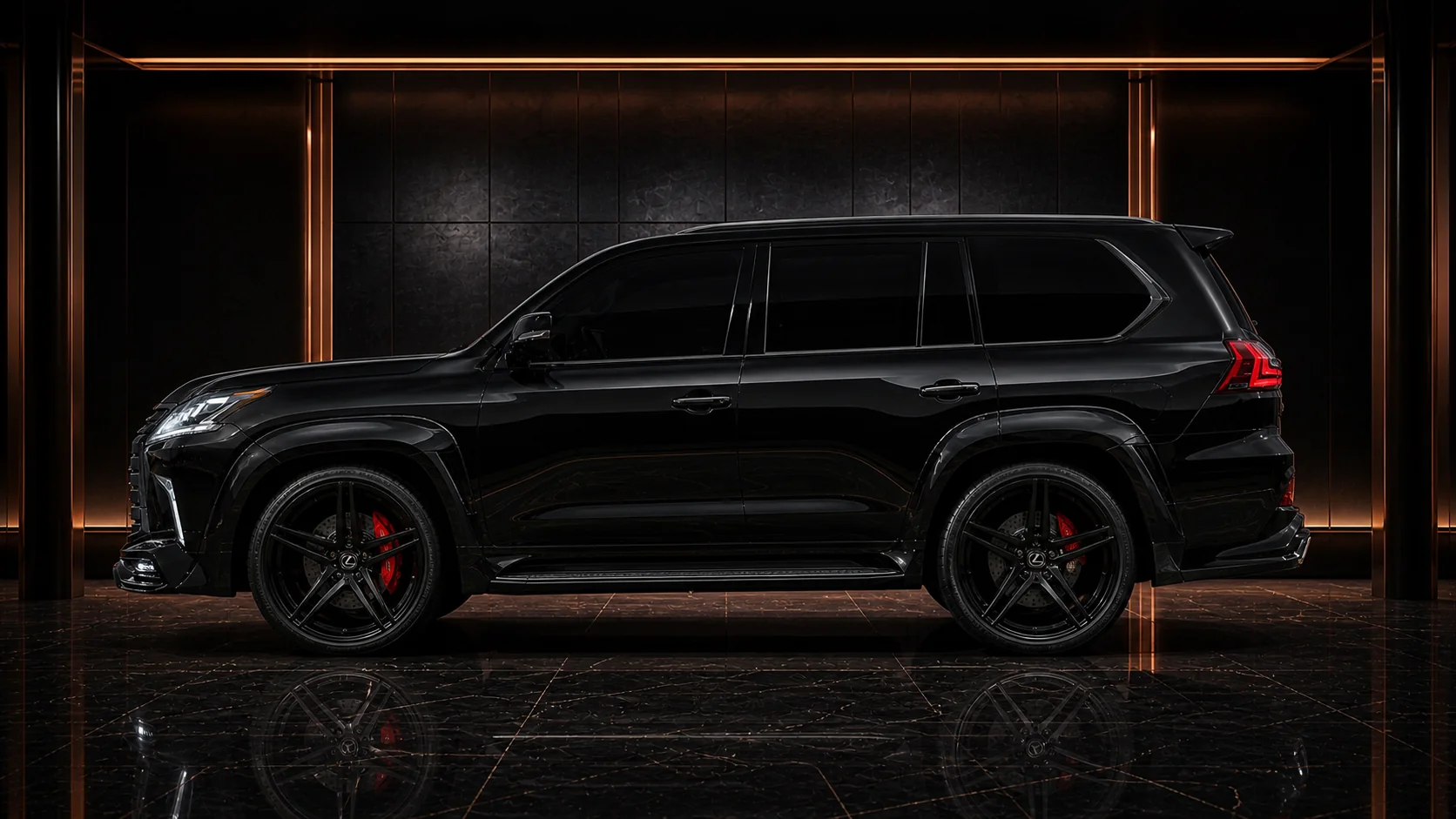 Lexus LX570 Wide Executive Type II side profile AI concept visual