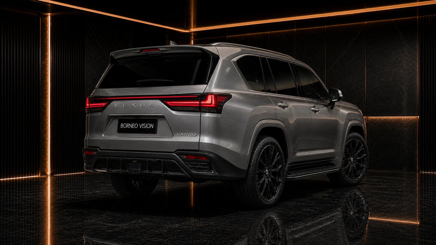 Lexus LX600 Executive Offroad Precision Sport Aero rear three-quarter AI concept visual
