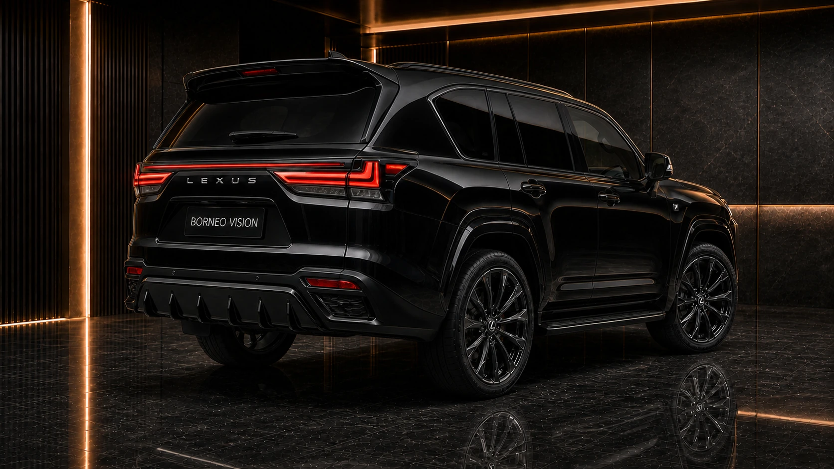 Lexus LX600 F SPORT Precision Sport Aero rear three-quarter AI concept visual
