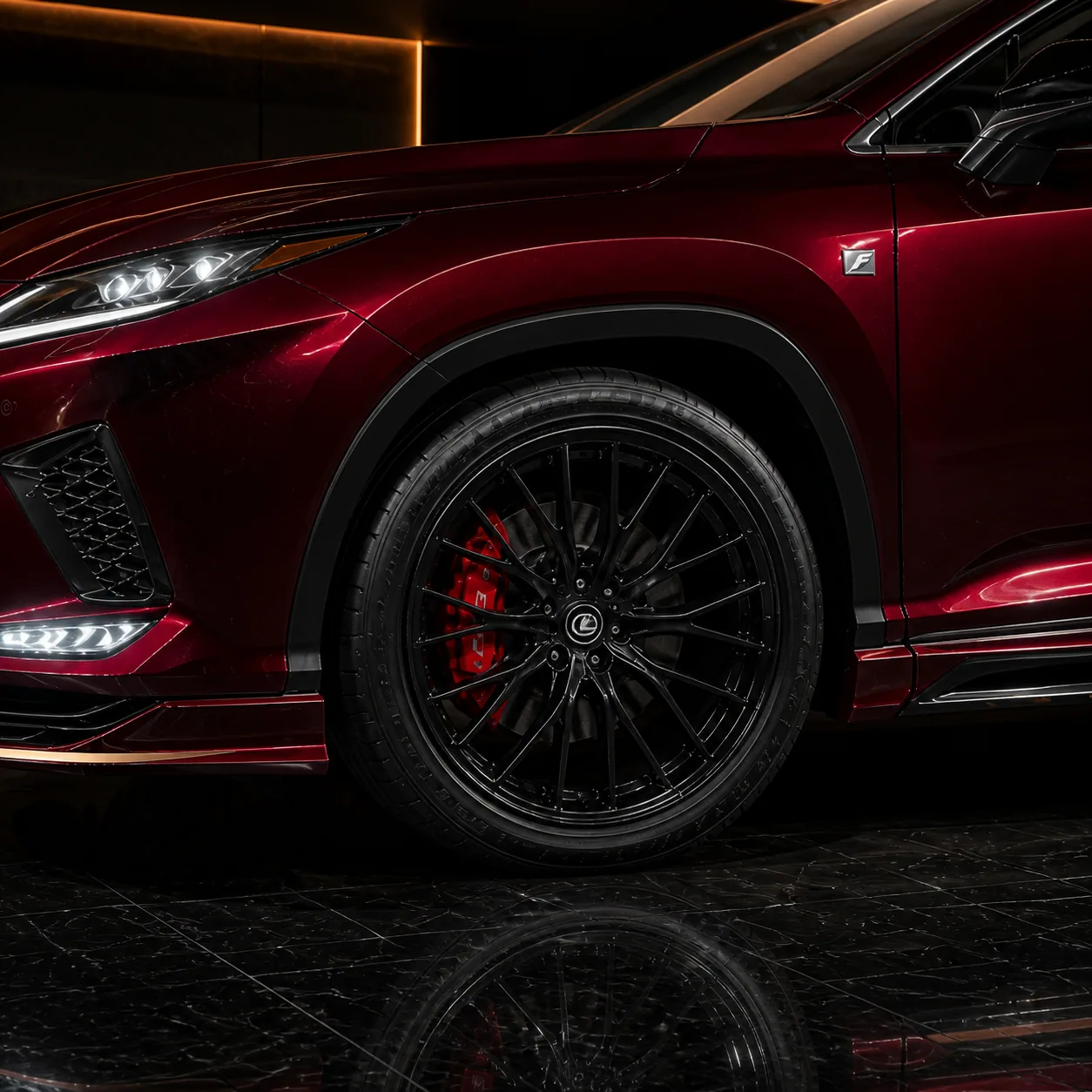 Lexus RX300 F Sport Type II wheel and side skirt AI concept detail