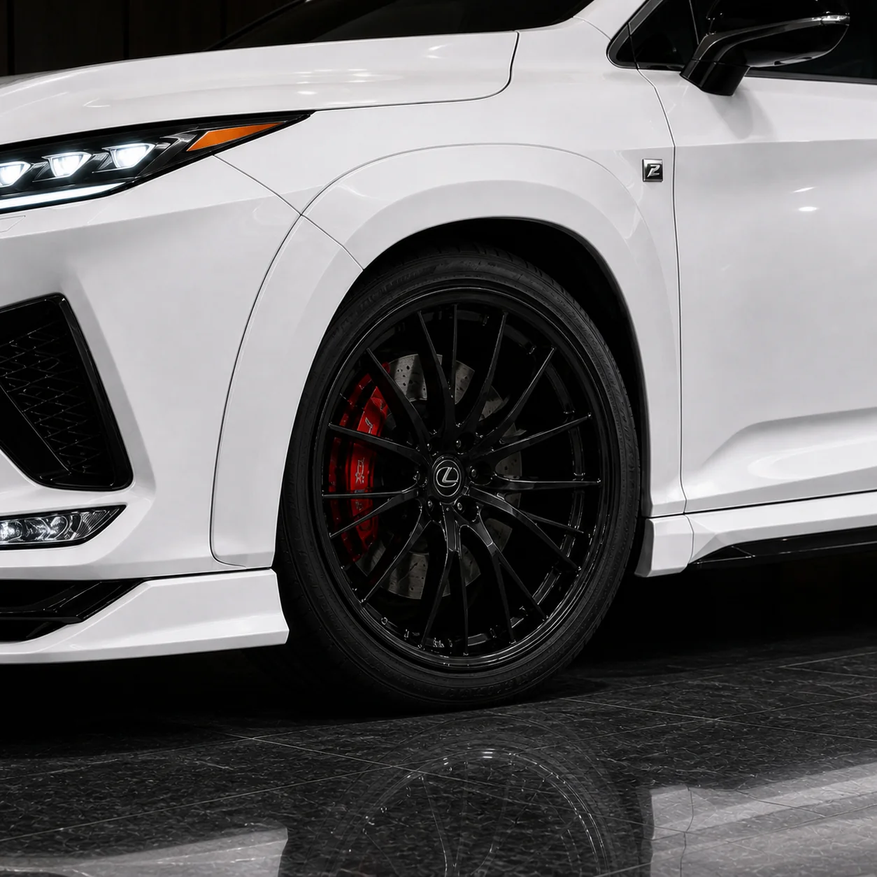 Lexus RX300 F Sport Wide Type II wheel, overfender and side skirt AI concept detail