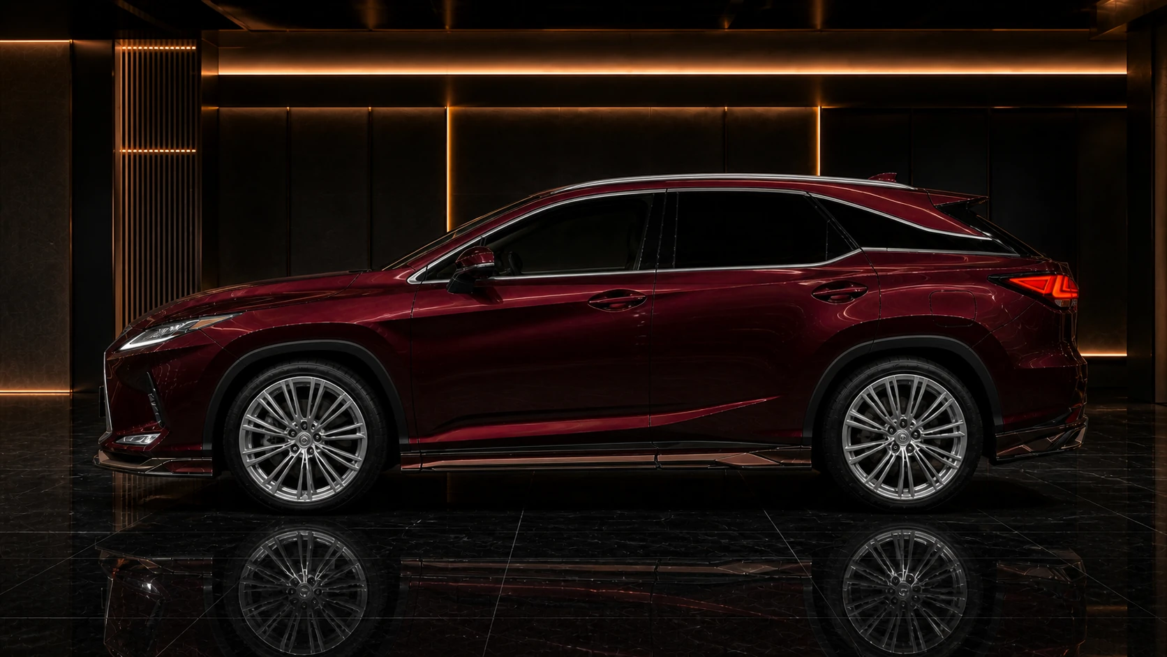 Royal Burgundy Lexus RX300 Version L Type I side-skirt AI concept visual