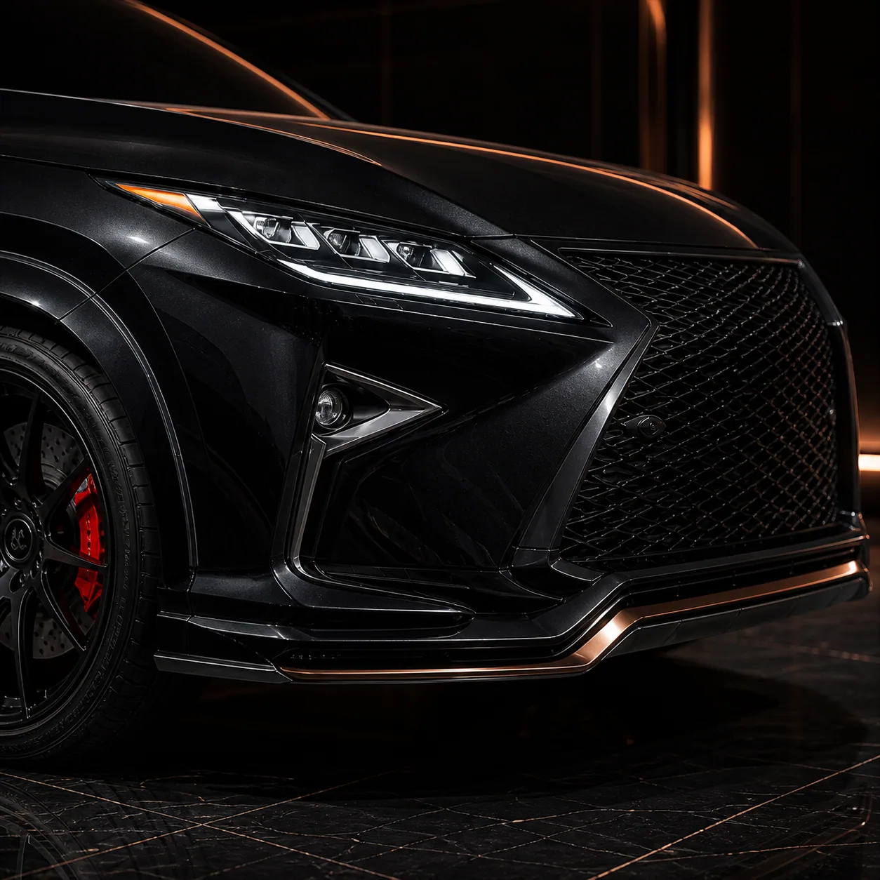 Lexus RX Wide Executive front spoiler and overfender AI concept detail