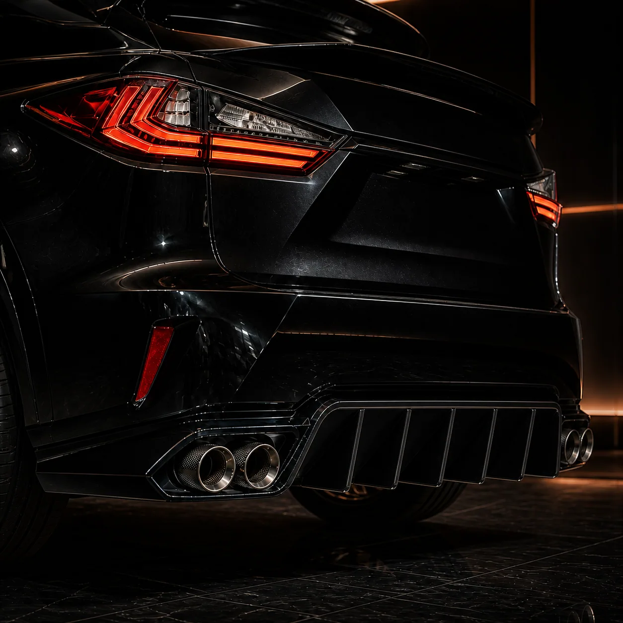 Lexus RX Wide Executive quad-outlet rear AI concept detail