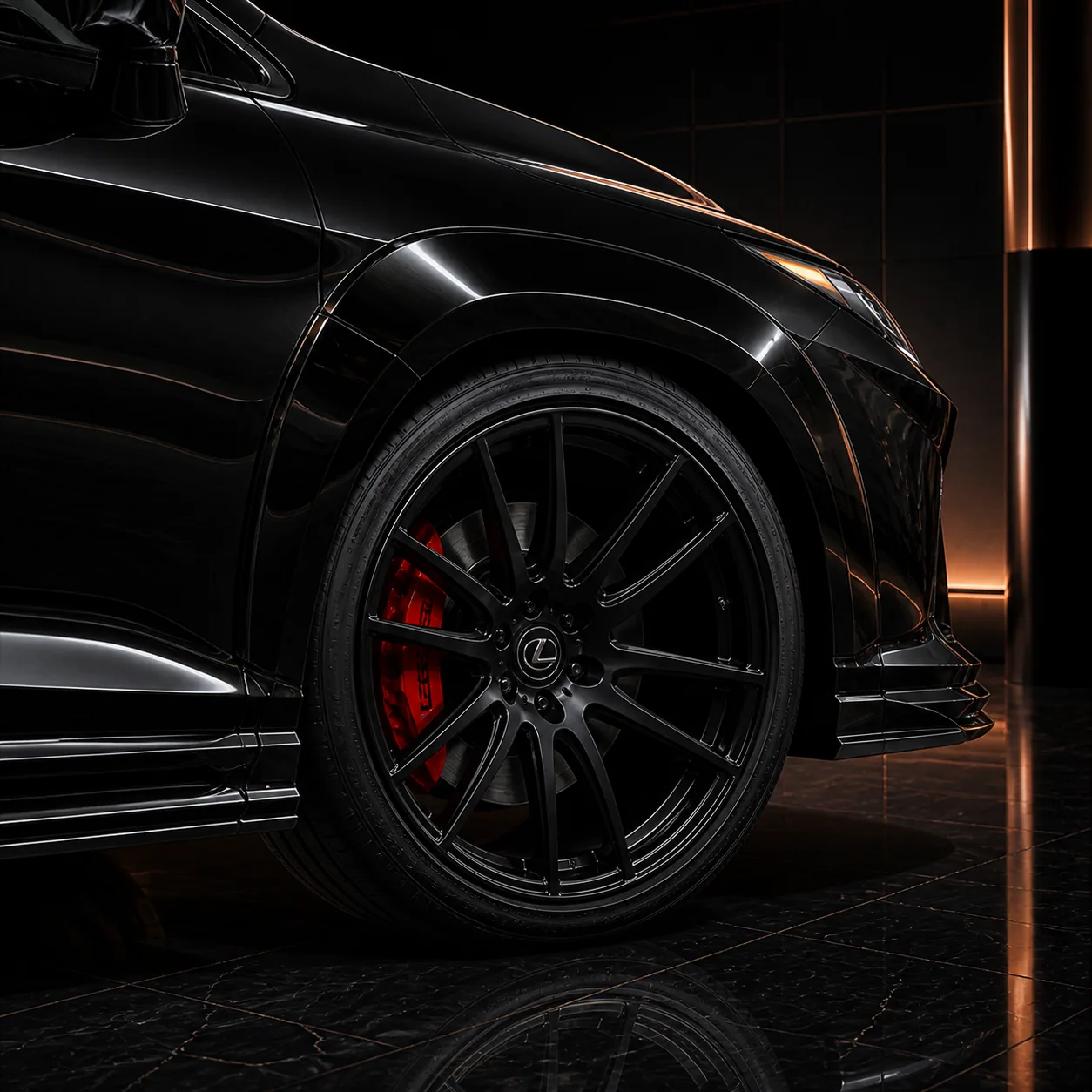 Lexus RX Wide Executive wheel, overfender and side step AI concept detail
