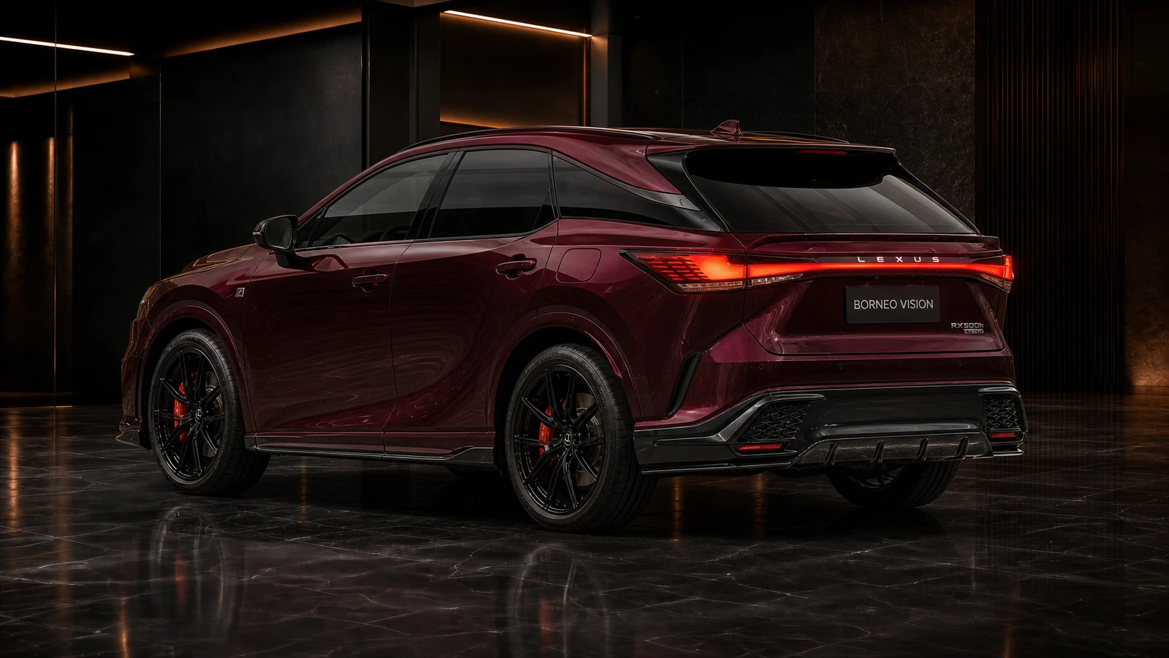 Lexus RX500h RX350 F SPORT Precision Sport Aero rear three-quarter AI concept visual