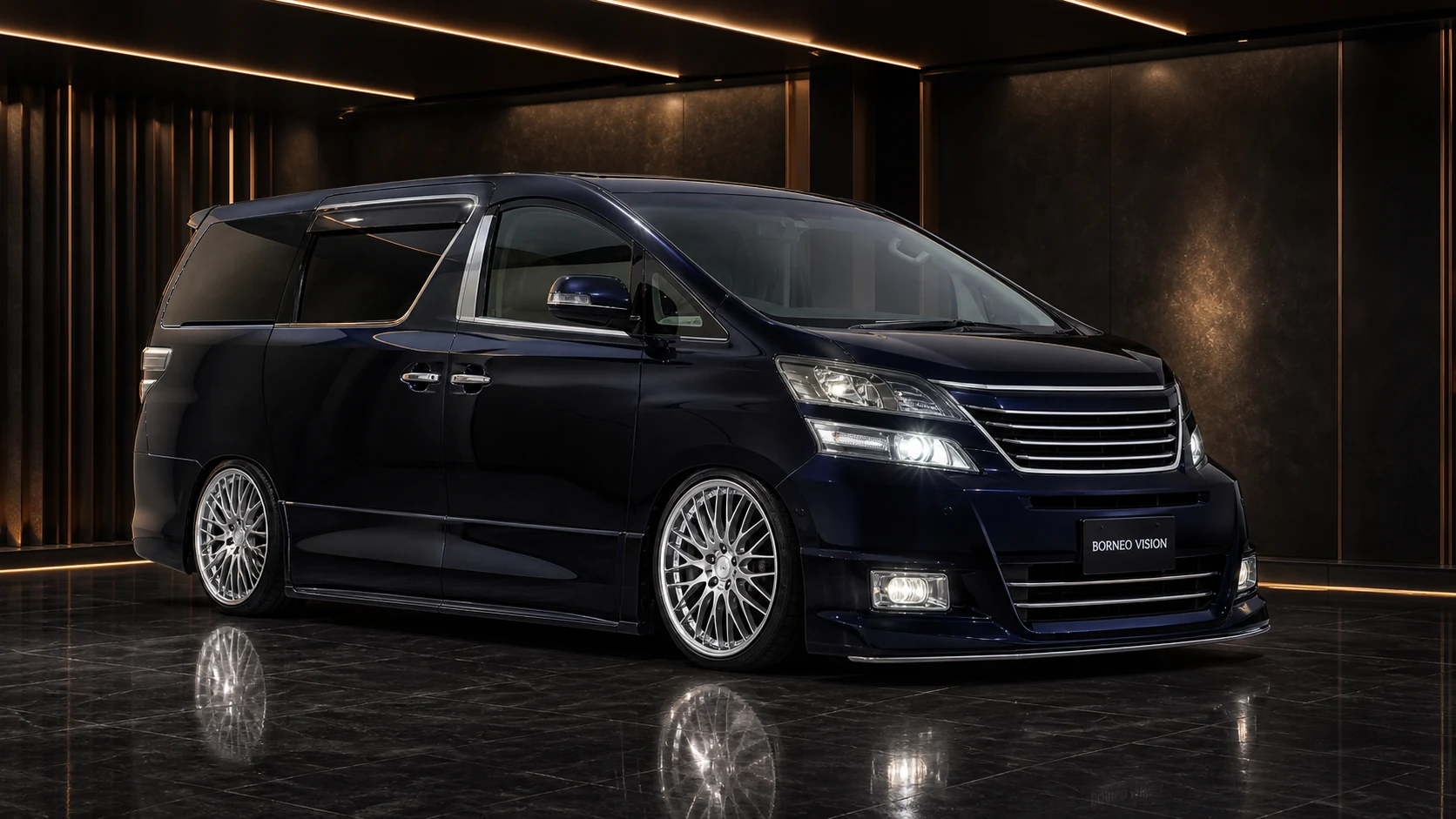 Midnight Sapphire Toyota Vellfire 20 late grand full-bumper combination front AI concept visual