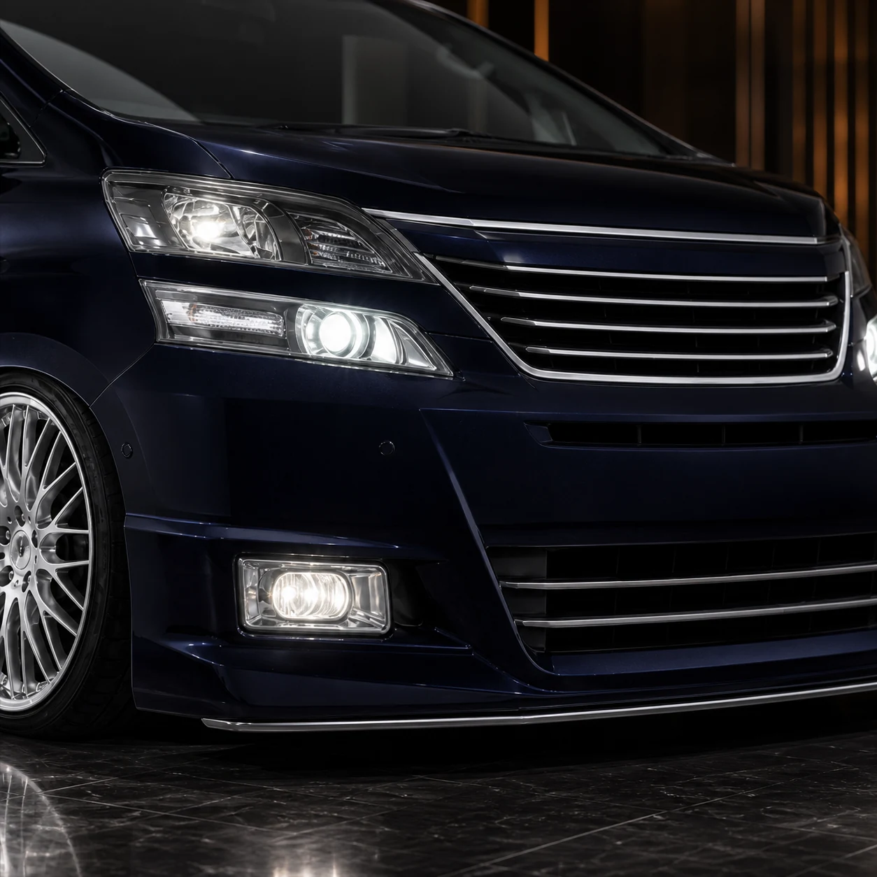 Toyota Vellfire 20 late replacement bumper grille fog and front-half AI concept detail