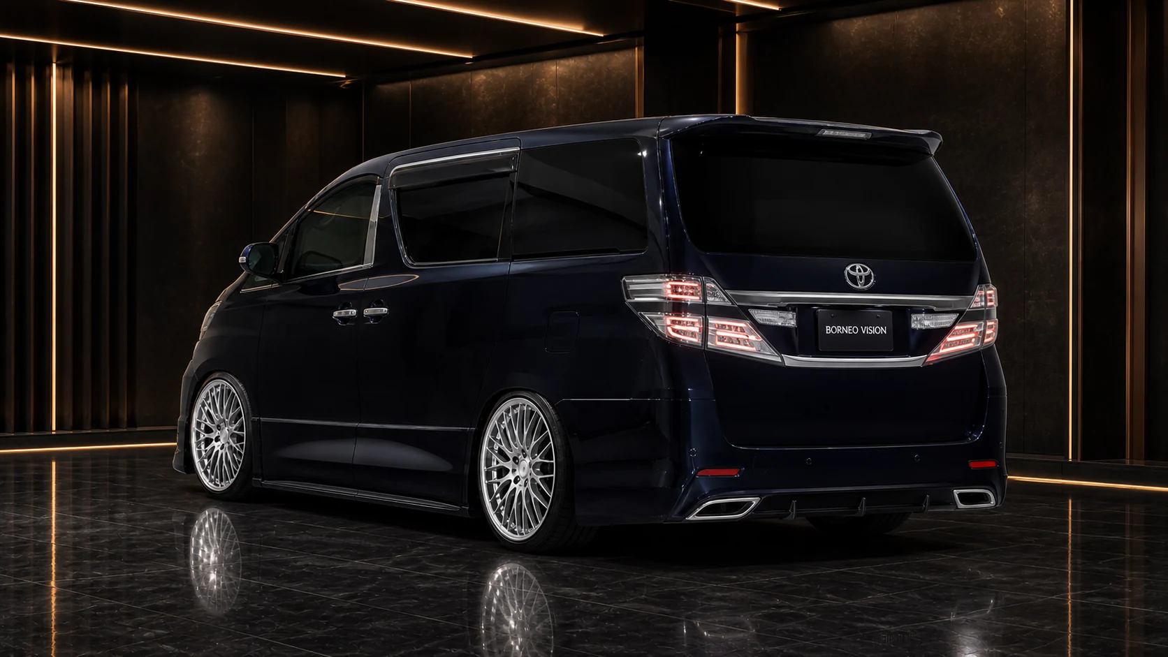 Midnight Sapphire Toyota Vellfire 20 late capped-finisher rear-bumper AI concept visual