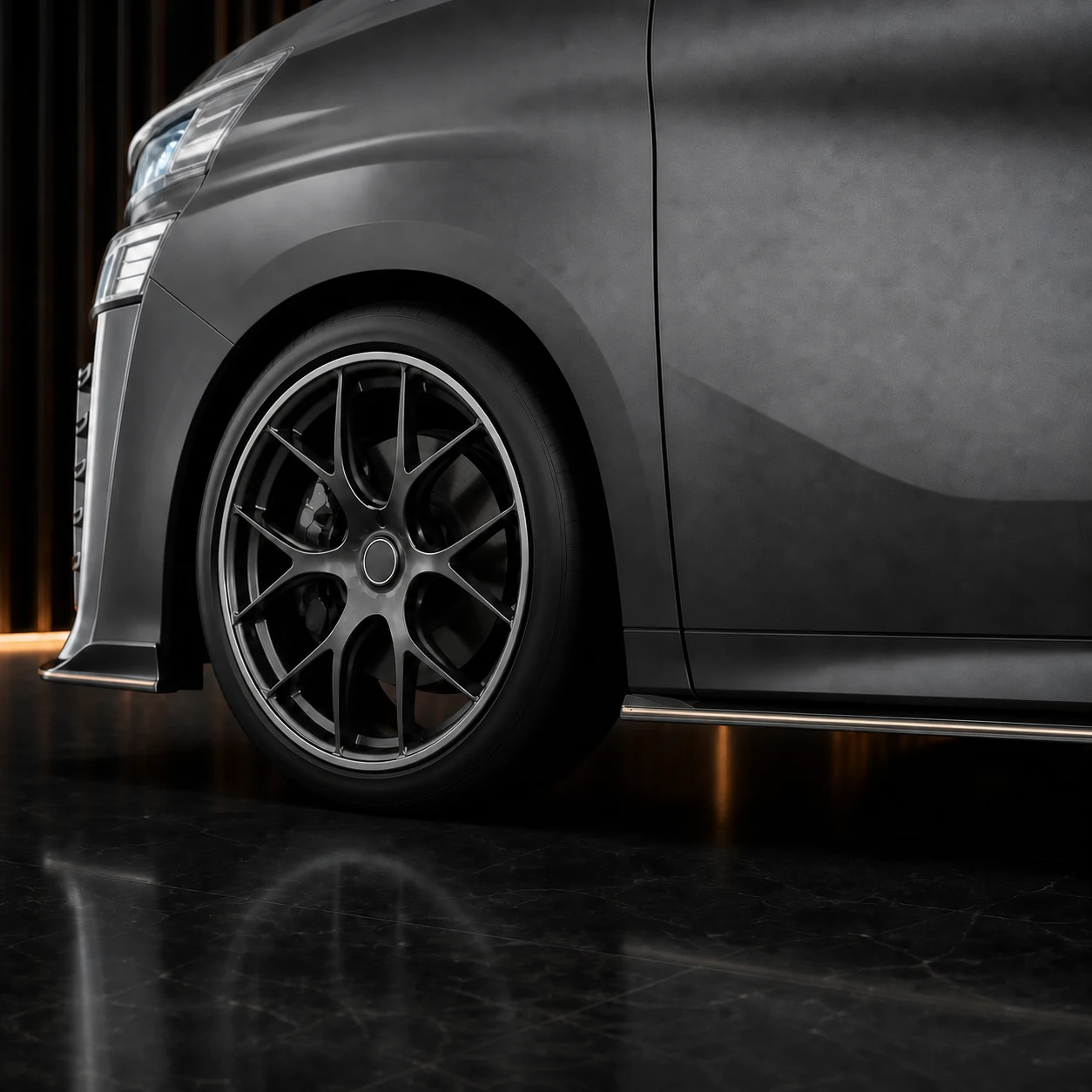 Toyota Vellfire 30 facelift unbranded wheel arch and side-under AI concept detail