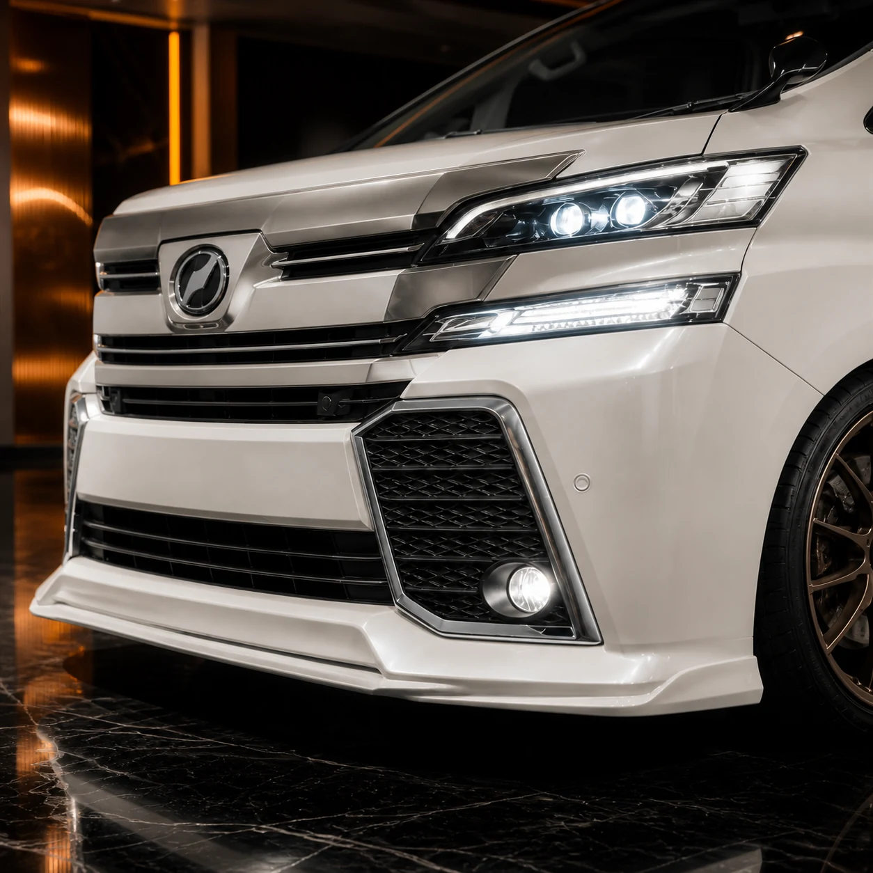 Toyota Vellfire 30 pre-facelift horizontal grille and slim front-under AI concept detail