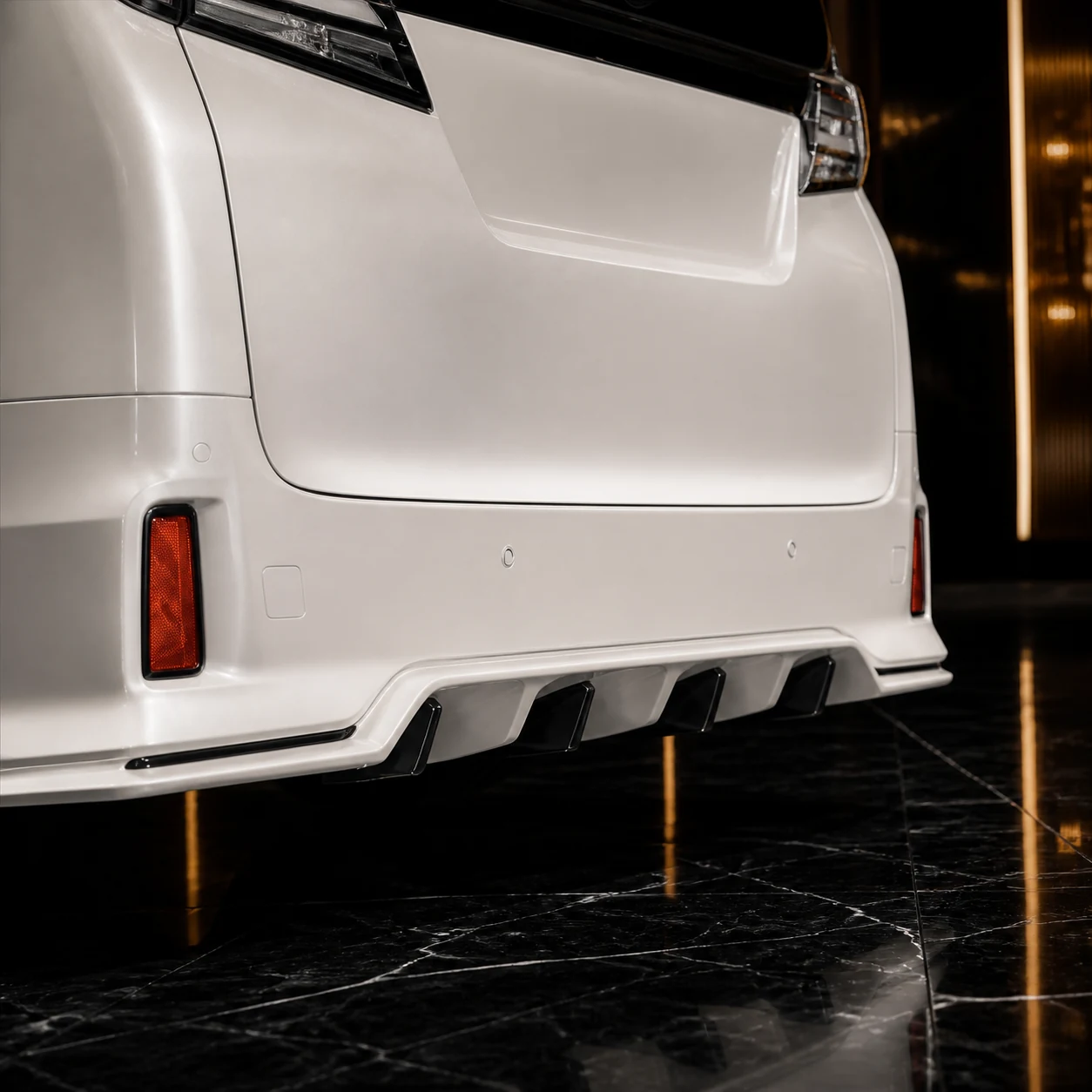 Toyota Vellfire 30 pre-facelift concealed-exhaust four-fin rear-under AI concept detail