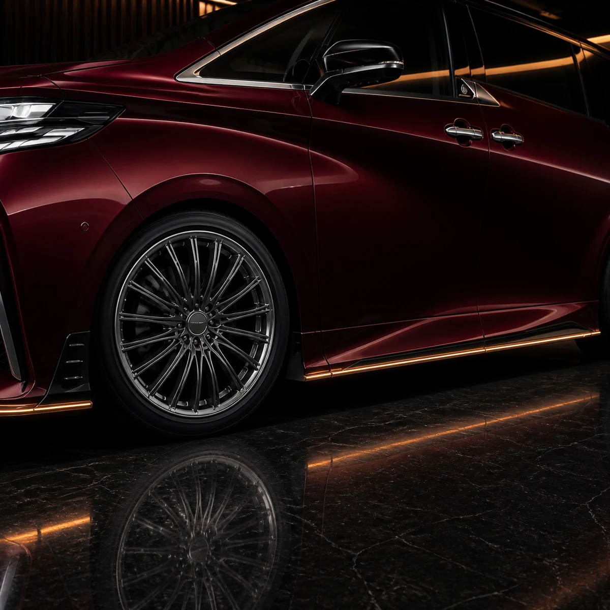 Toyota Alphard 40 Executive Lounge six-piece side under spoiler AI concept detail