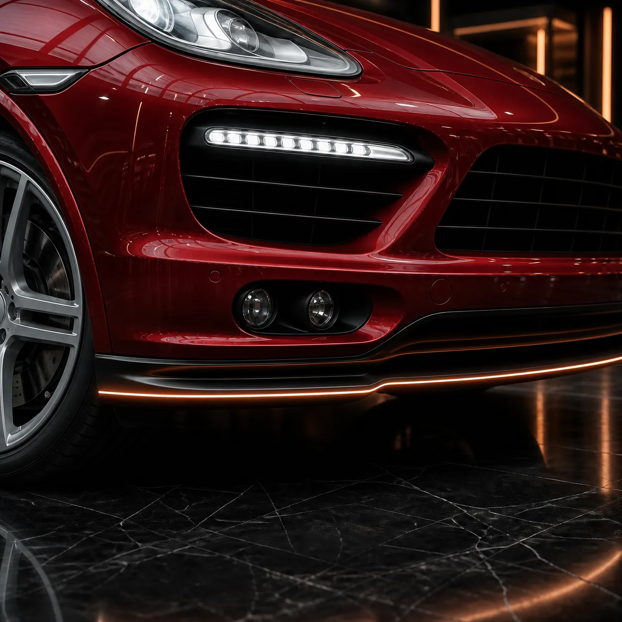 Porsche Cayenne Turbo 958 restrained front half spoiler and Turbo bumper AI concept detail