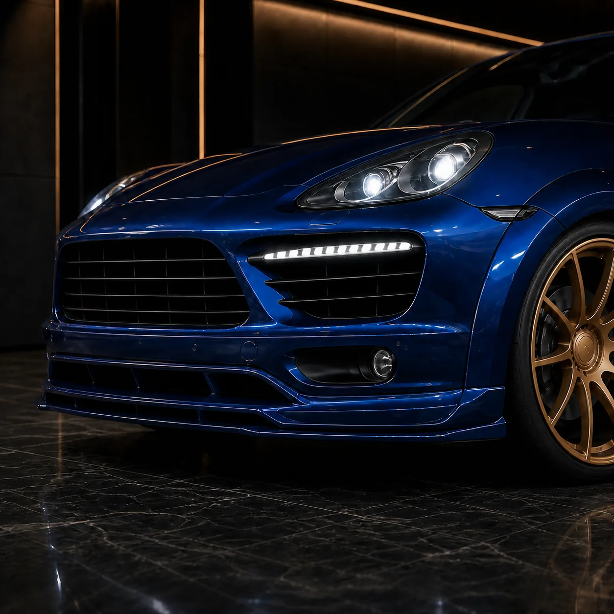 Porsche Cayenne Turbo 958 front half spoiler and Turbo bumper AI concept detail