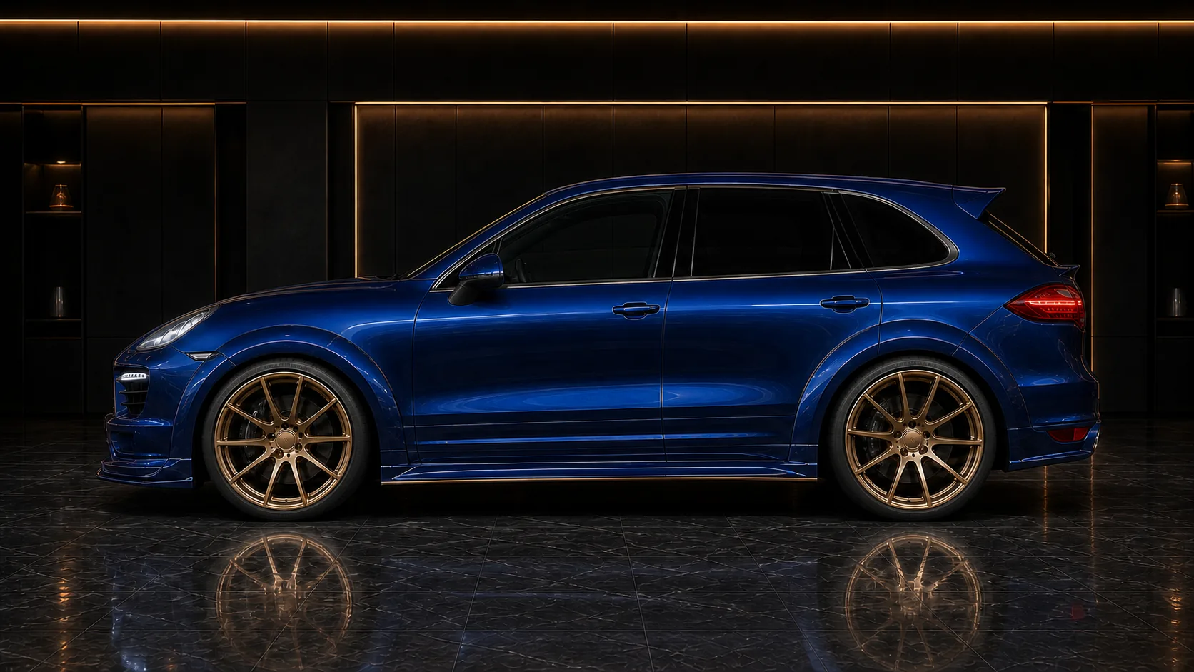 Porsche Cayenne Turbo 958 smooth overfenders and two-piece side-under AI concept profile