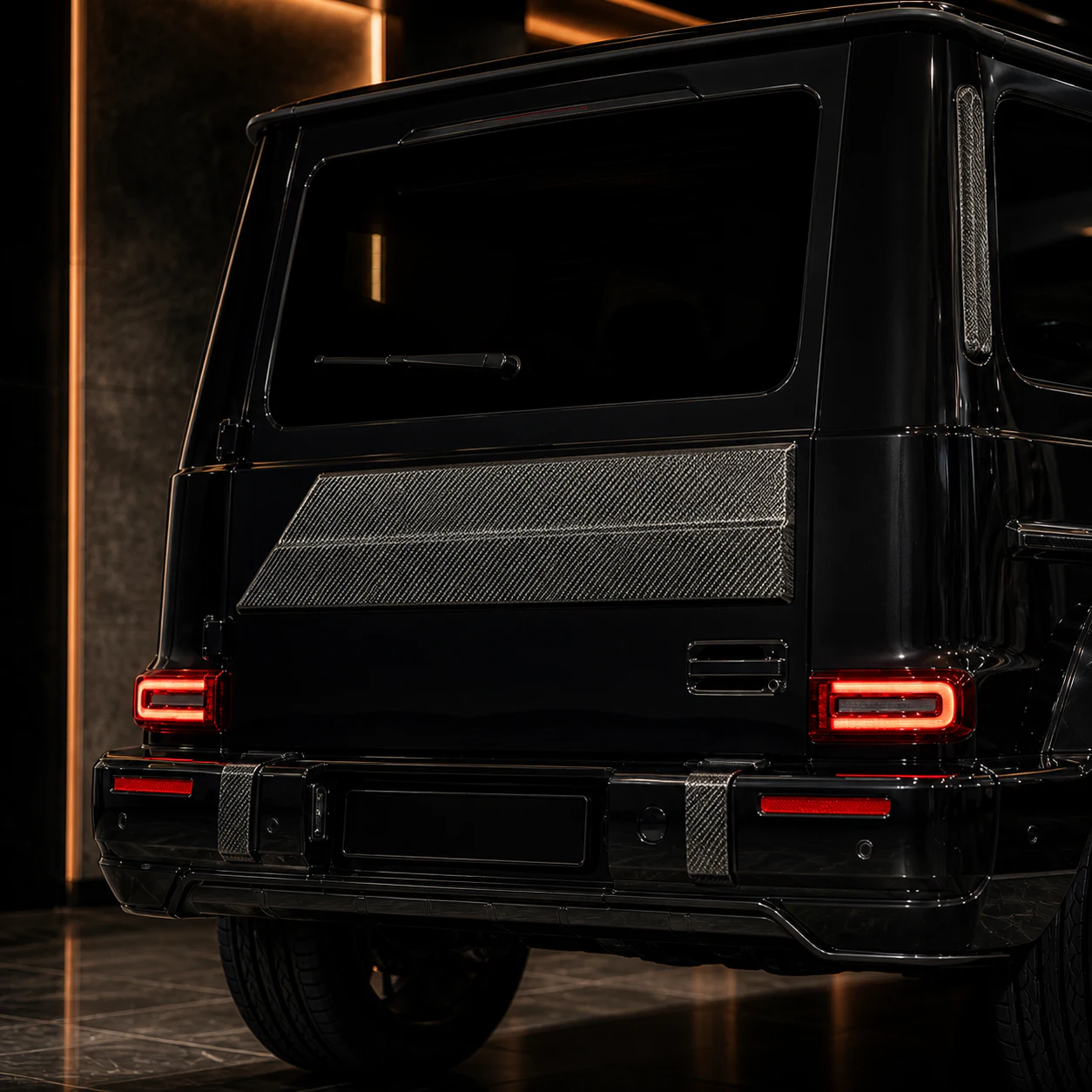Mercedes-AMG G63 carbon rear gate garnish bumper covers and rear vent AI concept detail