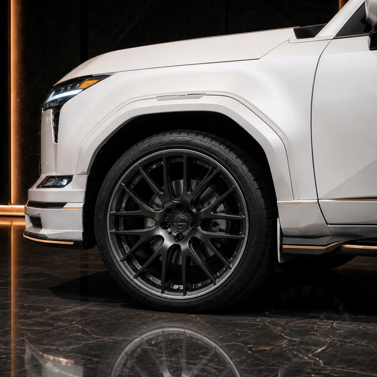 Lexus GX550 Version L wide overfender and side-spoiler AI concept detail