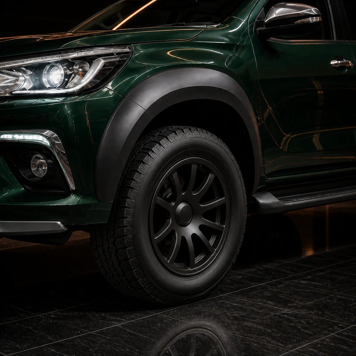 Toyota Hilux GUN125 front overfender and wheel AI concept detail