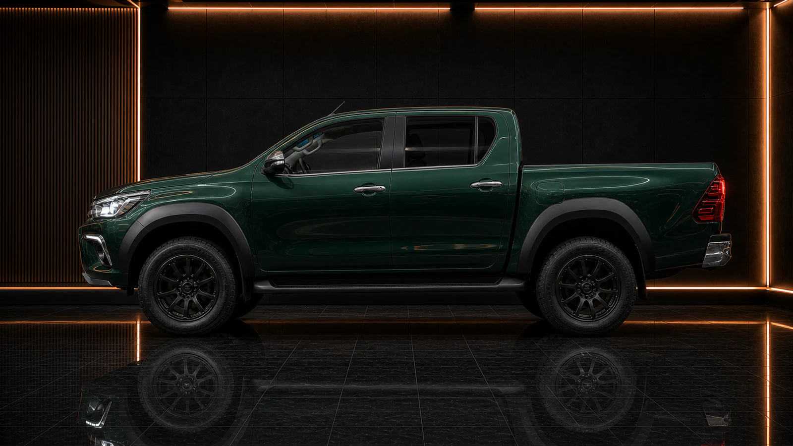 Toyota Hilux GUN125 Z wide-arch complete side AI concept visual