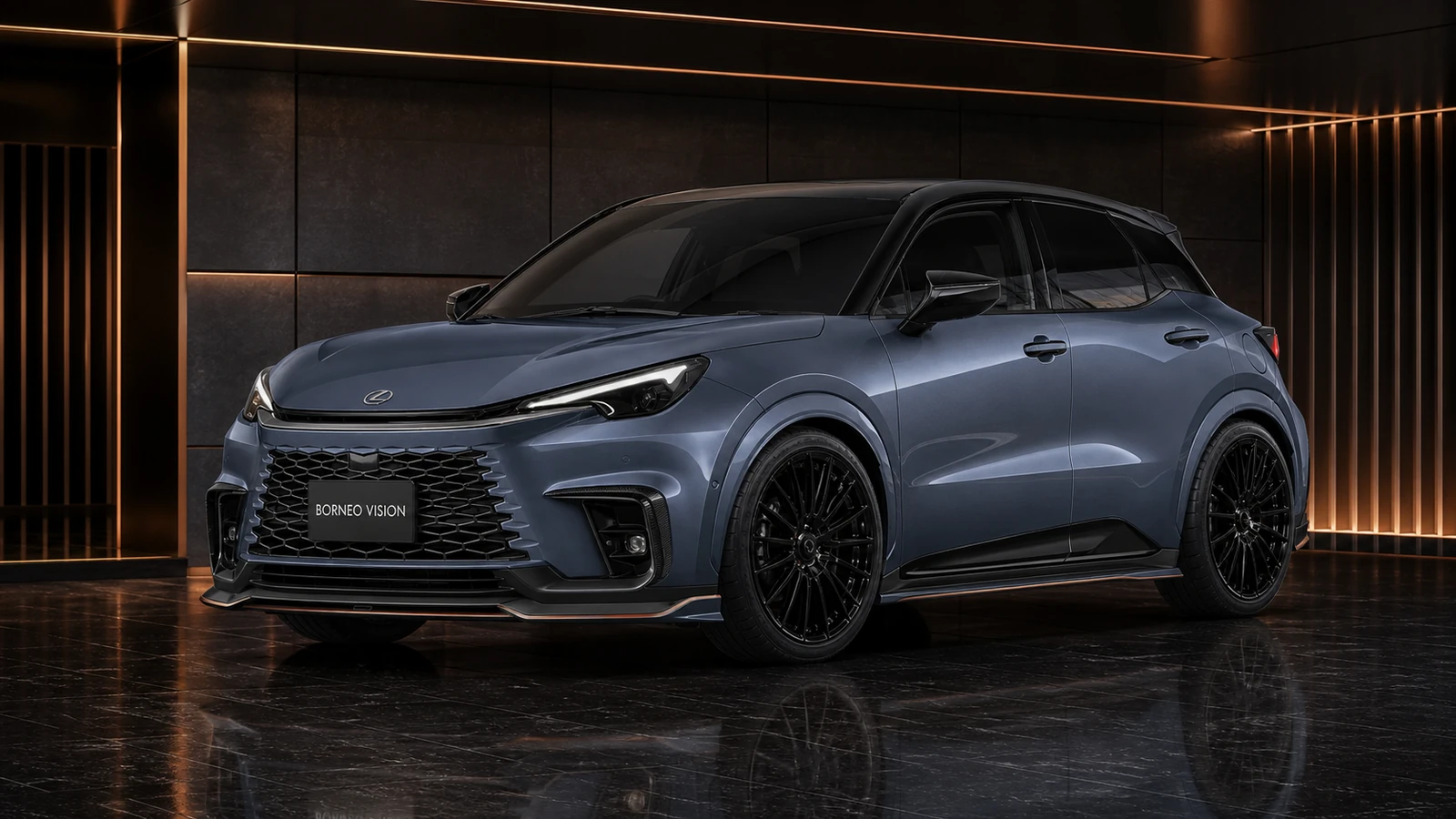 Titanium Blue-Grey Lexus LBX FRP Complete AI concept front view
