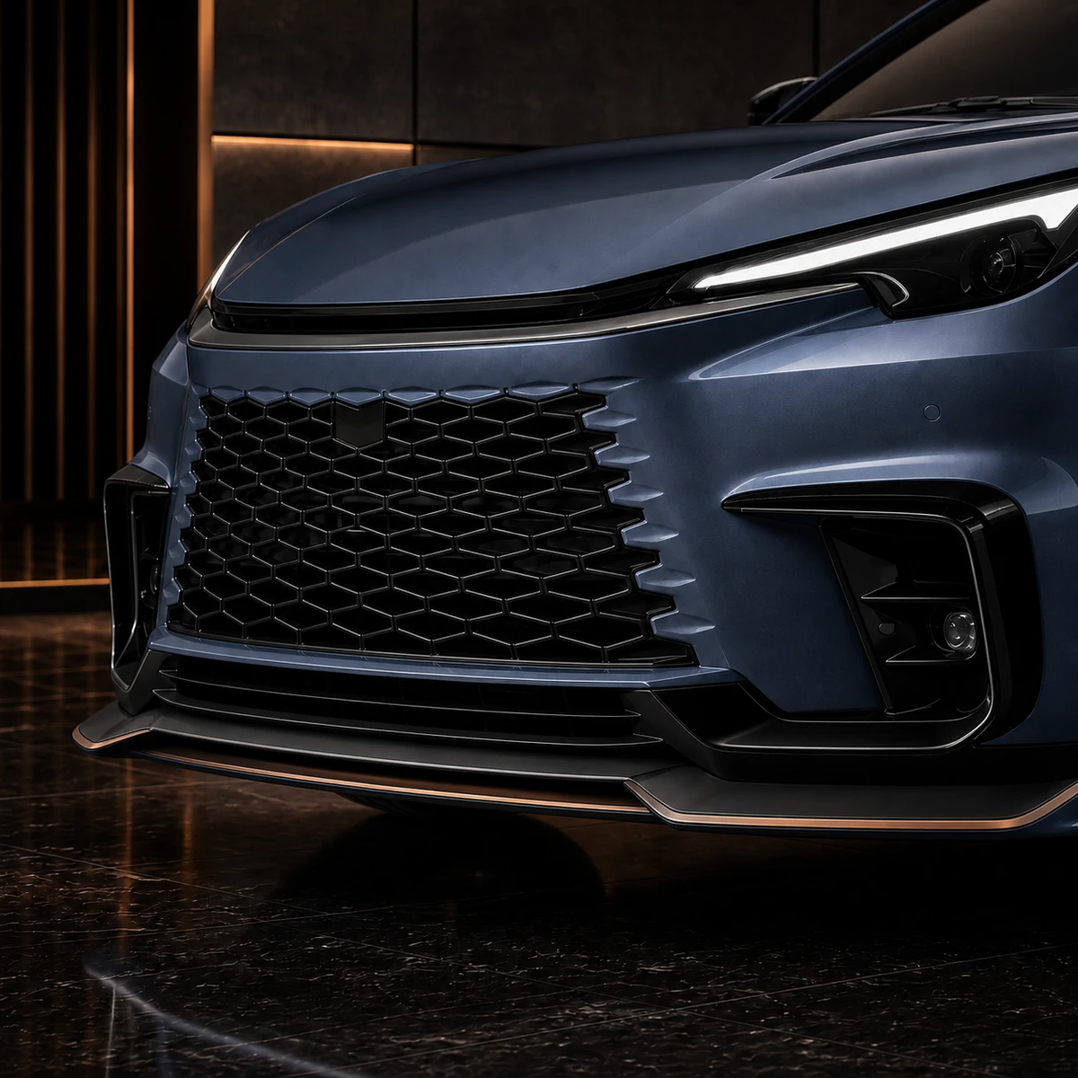 Lexus LBX smooth FRP front under spoiler and bumper garnish AI concept detail