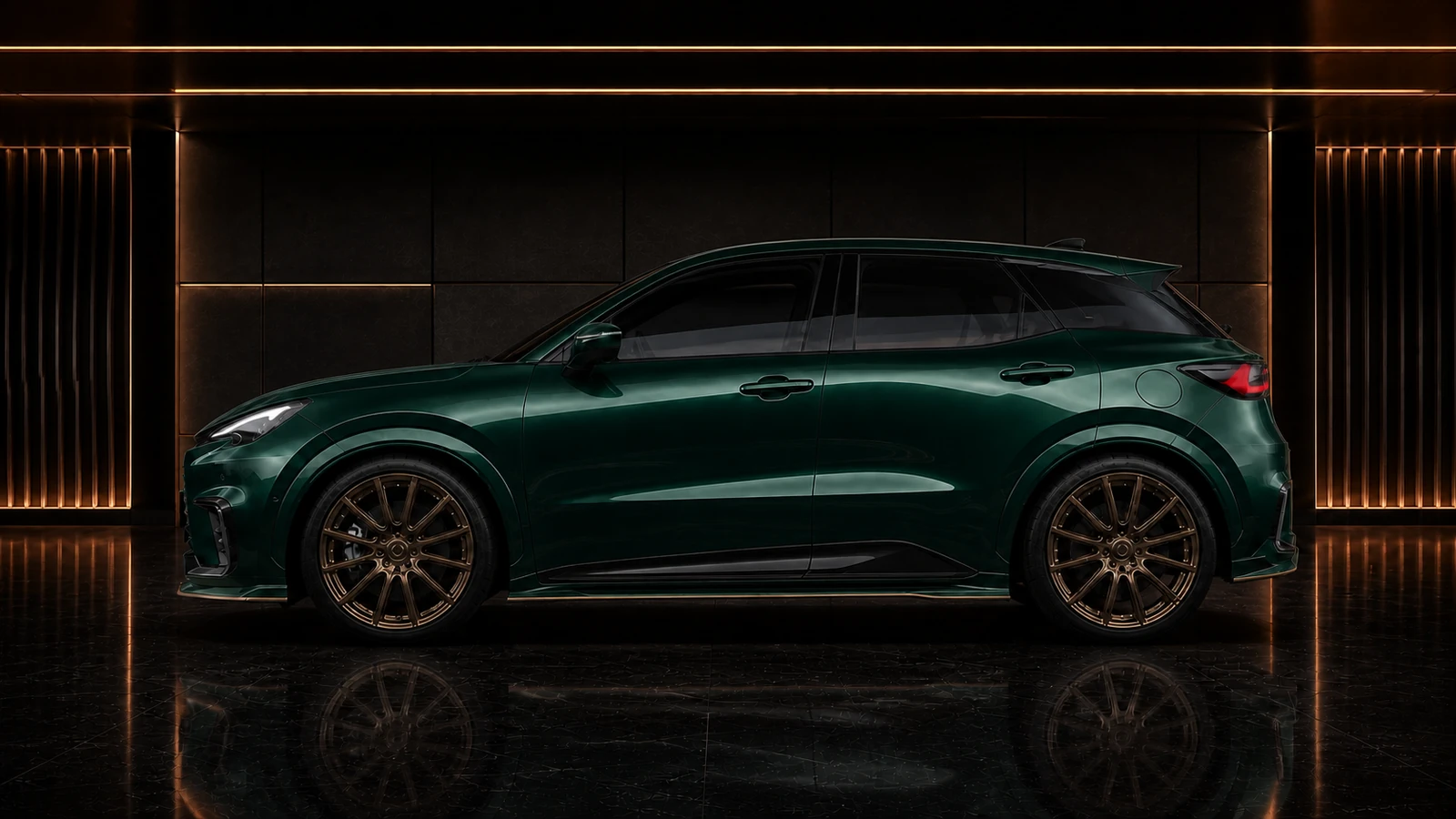 Deep Emerald Lexus LBX FRP Recommended factory-width AI concept profile