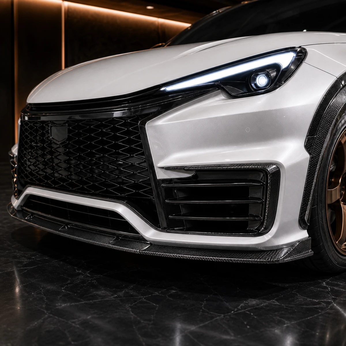 Lexus LBX Morizo RR CFRP Press front under spoiler and bumper garnishes AI concept detail